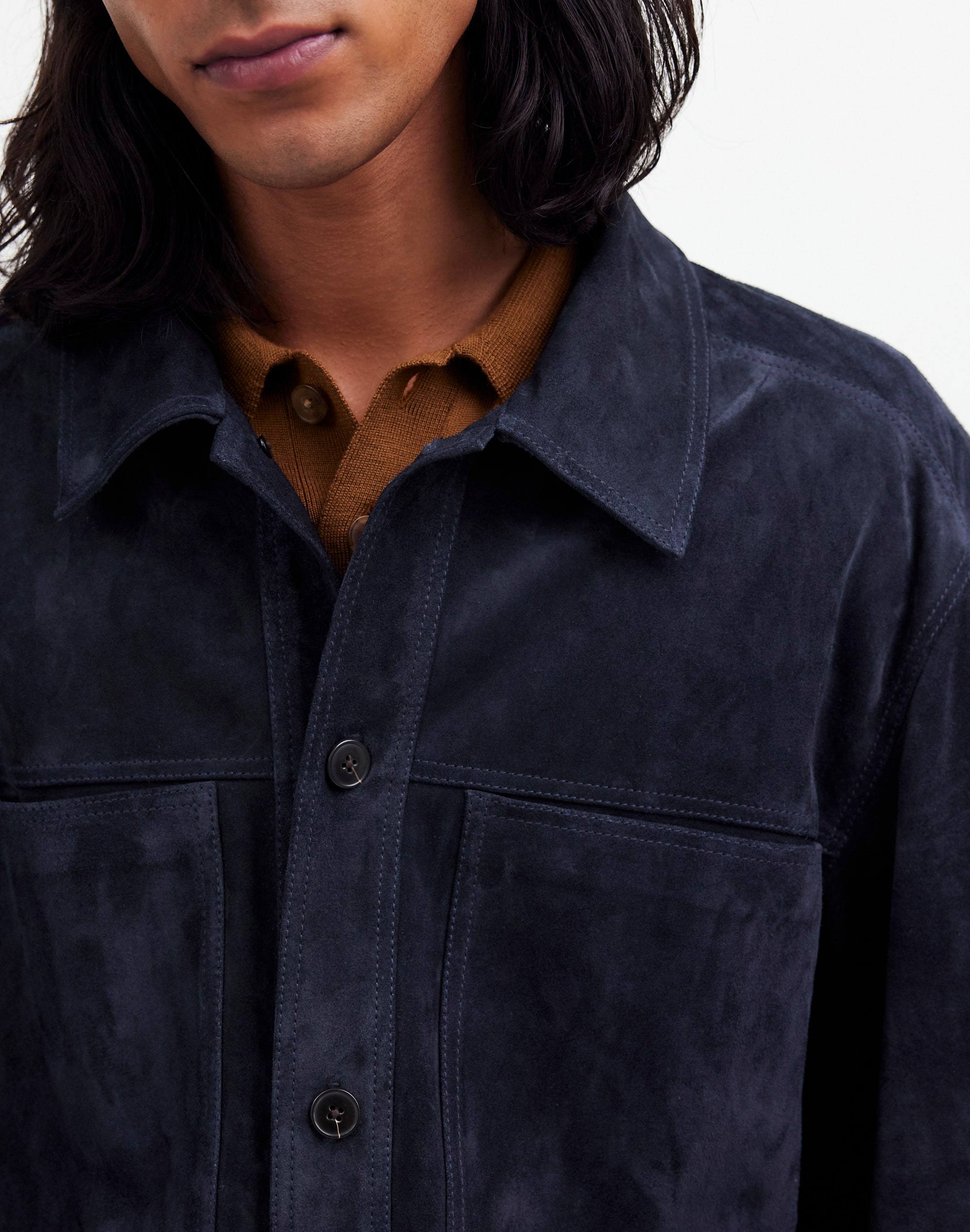 Suede Leather Boxy Shirt-Jacket