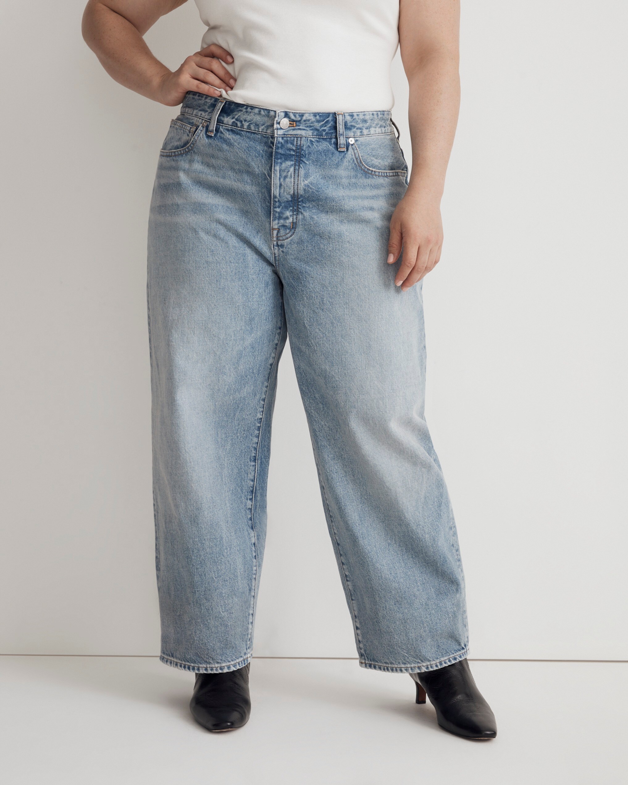 Plus Low-Slung Straight Jeans in Olvera Wash