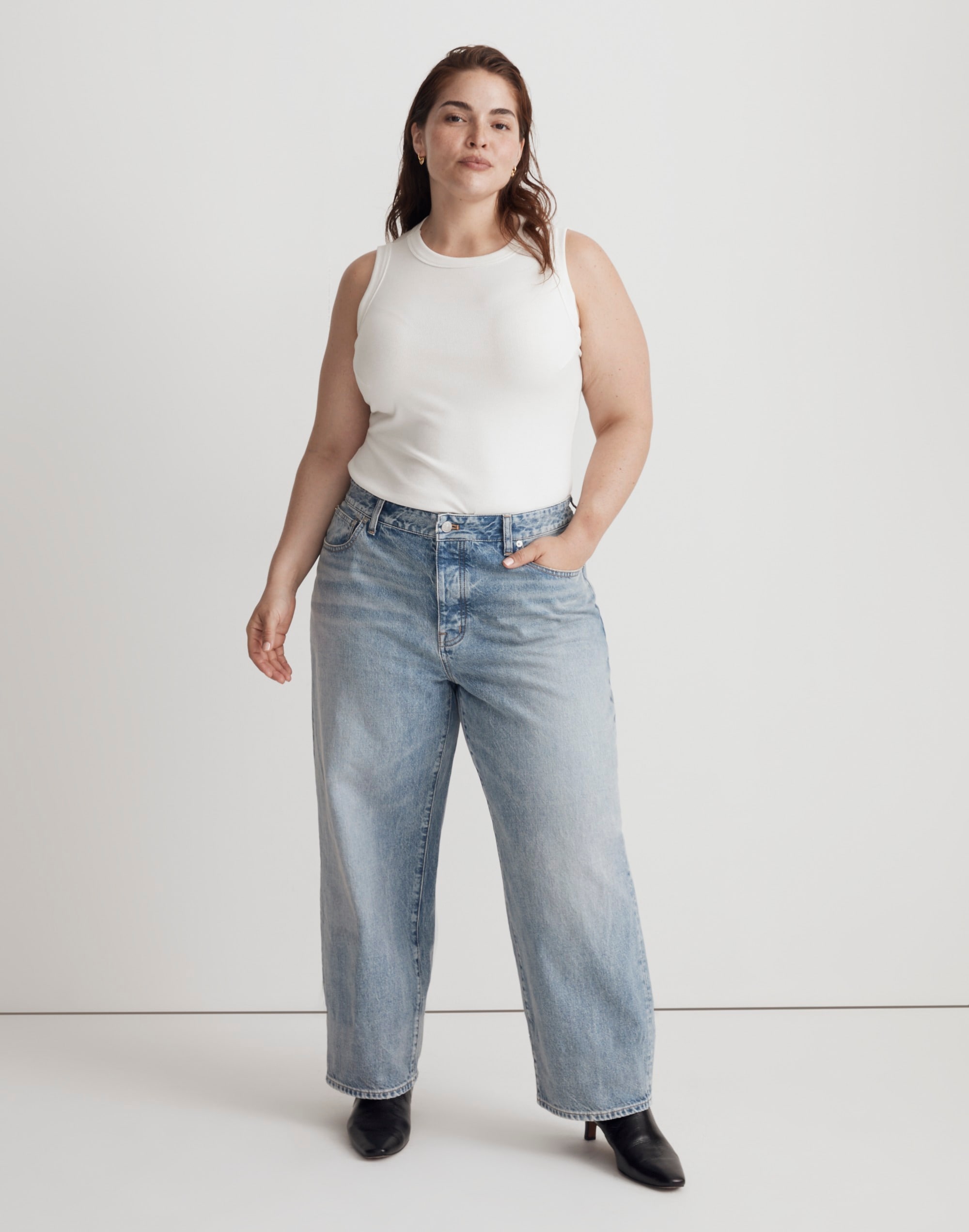 plus low-slung straight jeans in olvera wash