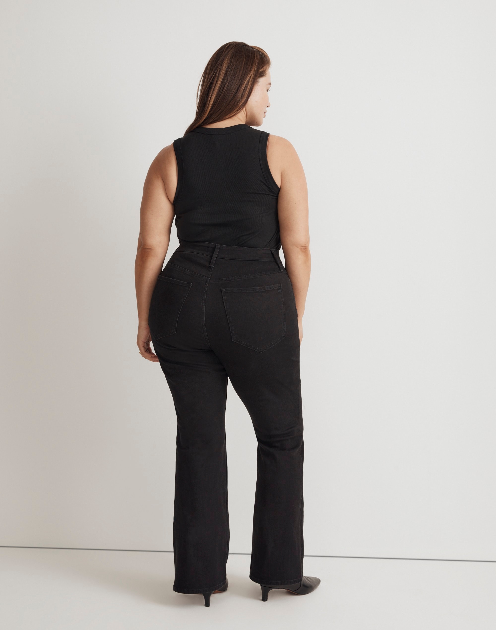 Plus Curvy Skinny Flare Jeans in Black Frost Wash