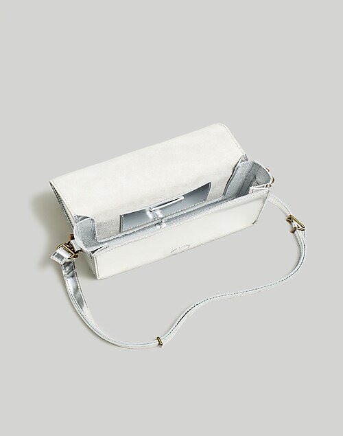 Madewell Women's The Toggle Flap Crossbody Bag in Specchio Leather, Silver,  One Size: Handbags