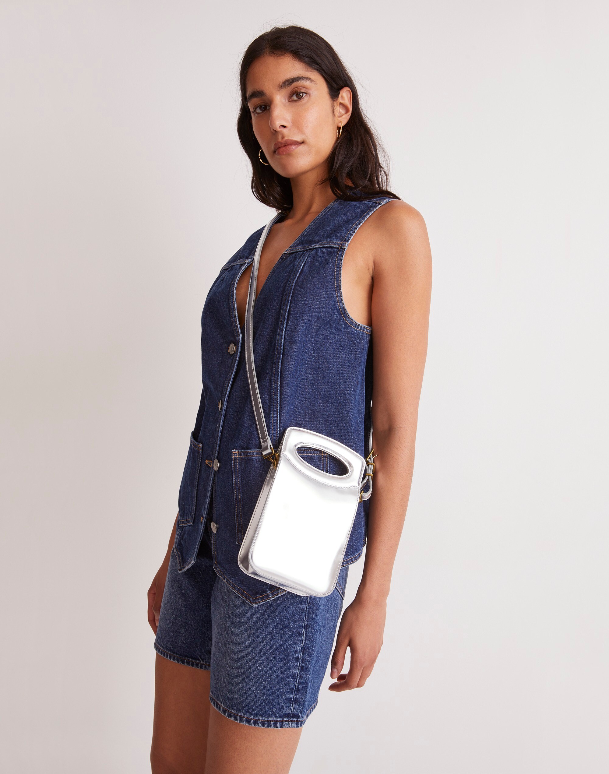 The  Toggle Phone Bag in Specchio Leather