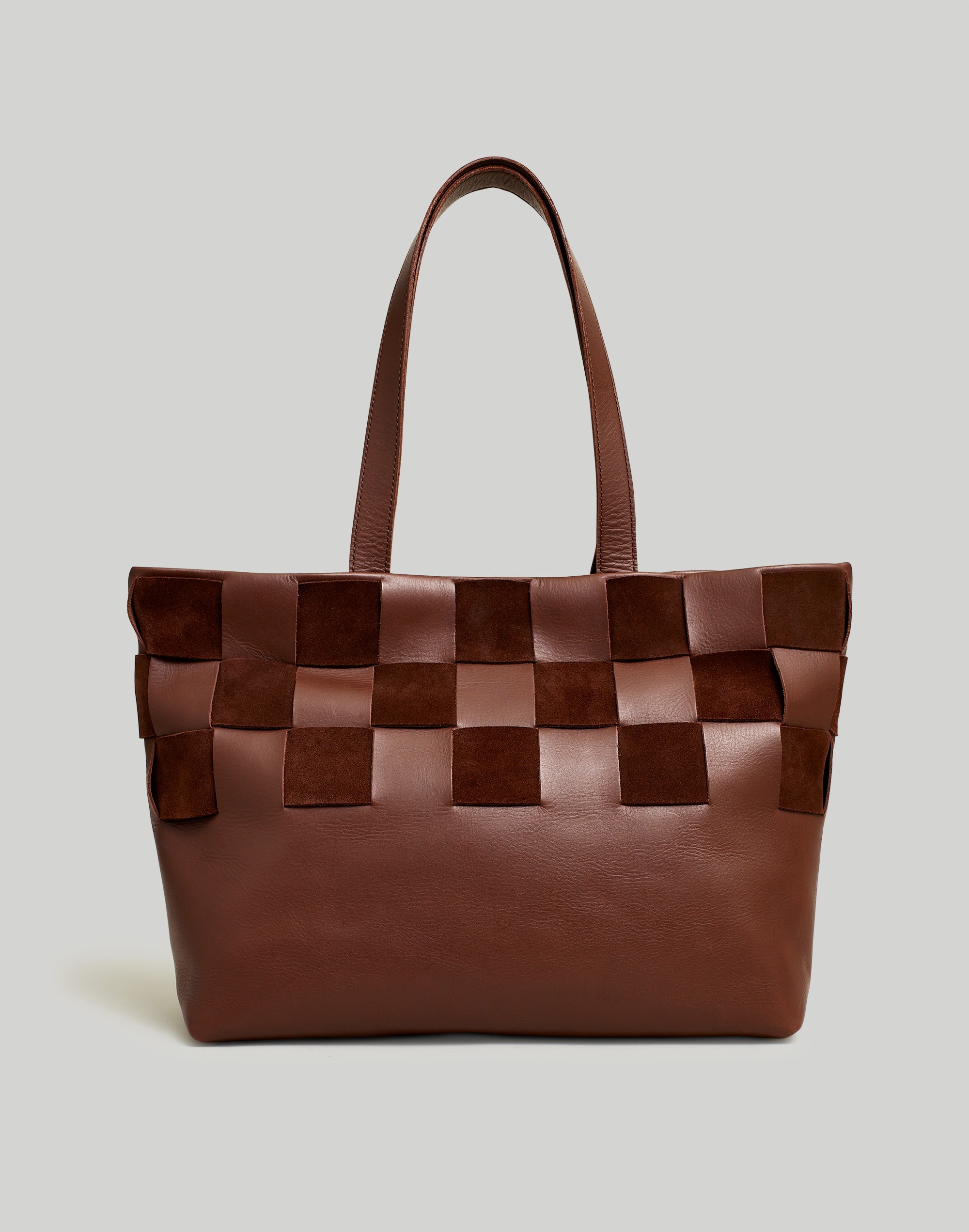 The Basketweave Tote in Leather and Suede
