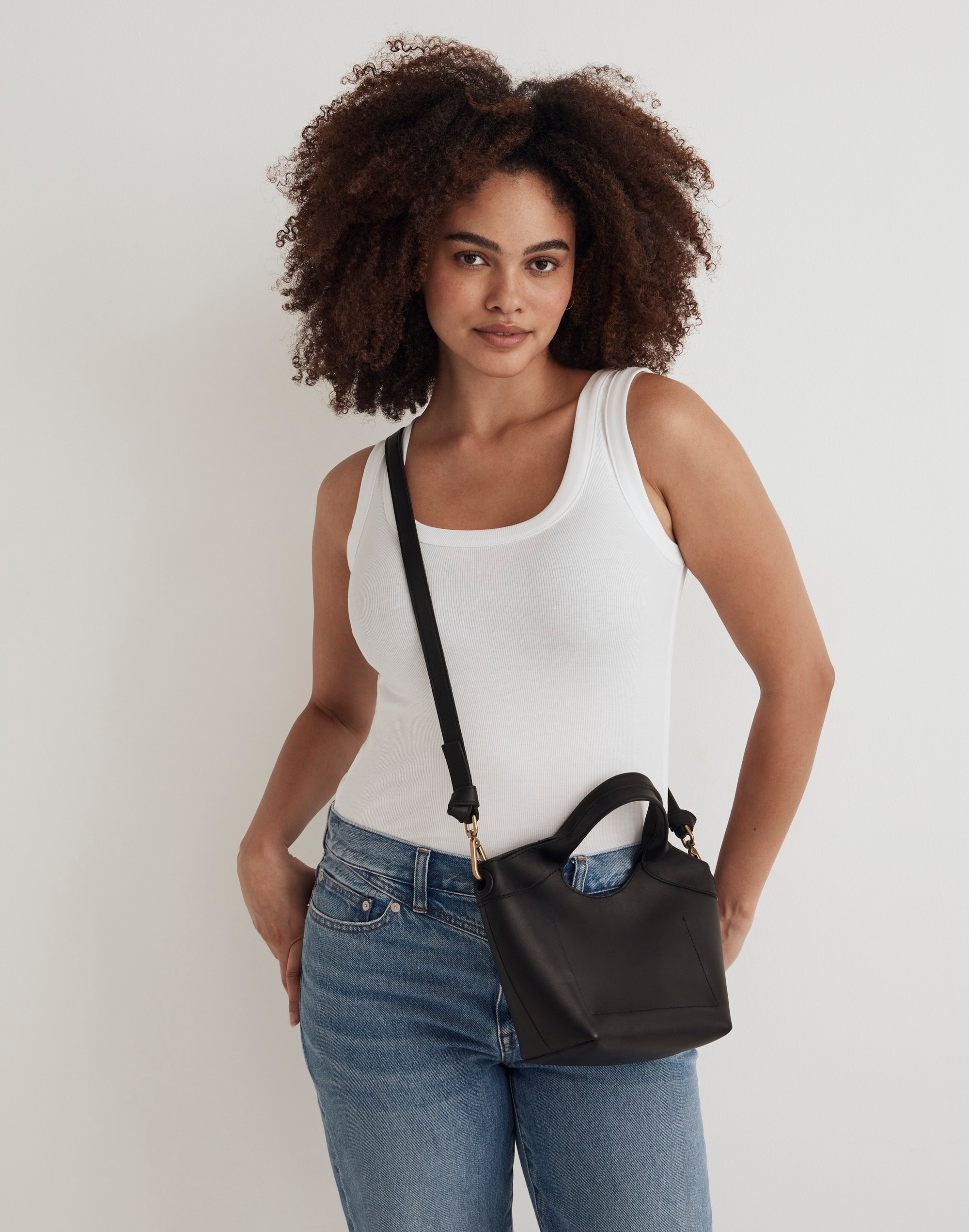 The Mini Sydney Cutout Tote in Leather