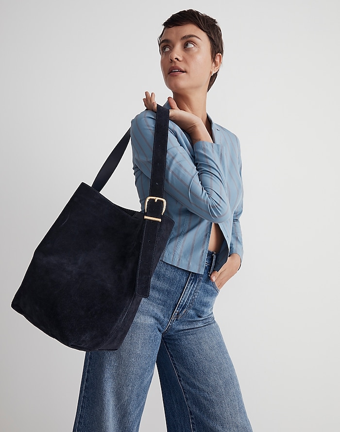 Wholesale Women's All Seasons Denim Solid Color Classic Style Bucket String Shoulder Bag