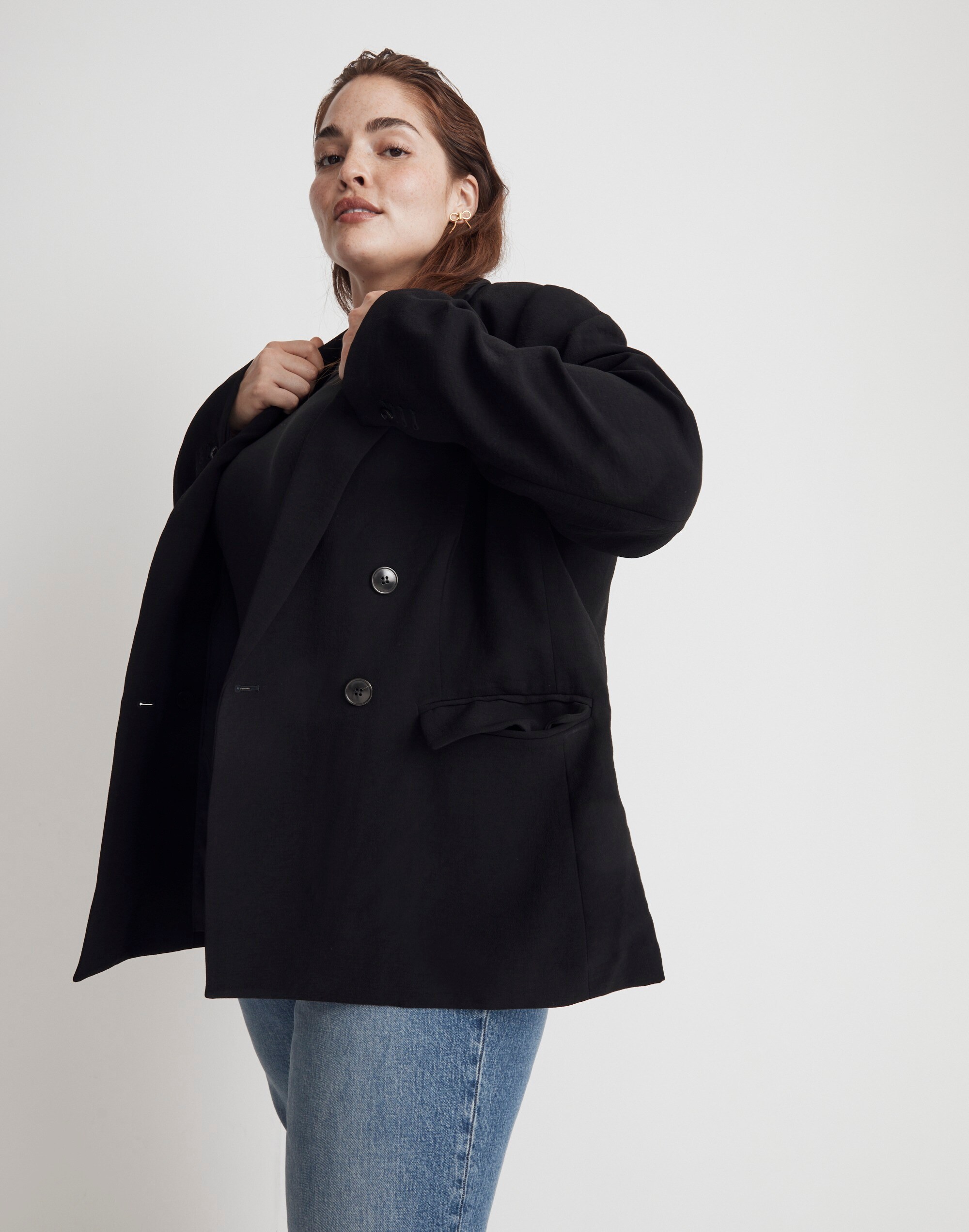 The Plus Rosedale Blazer in Crepe