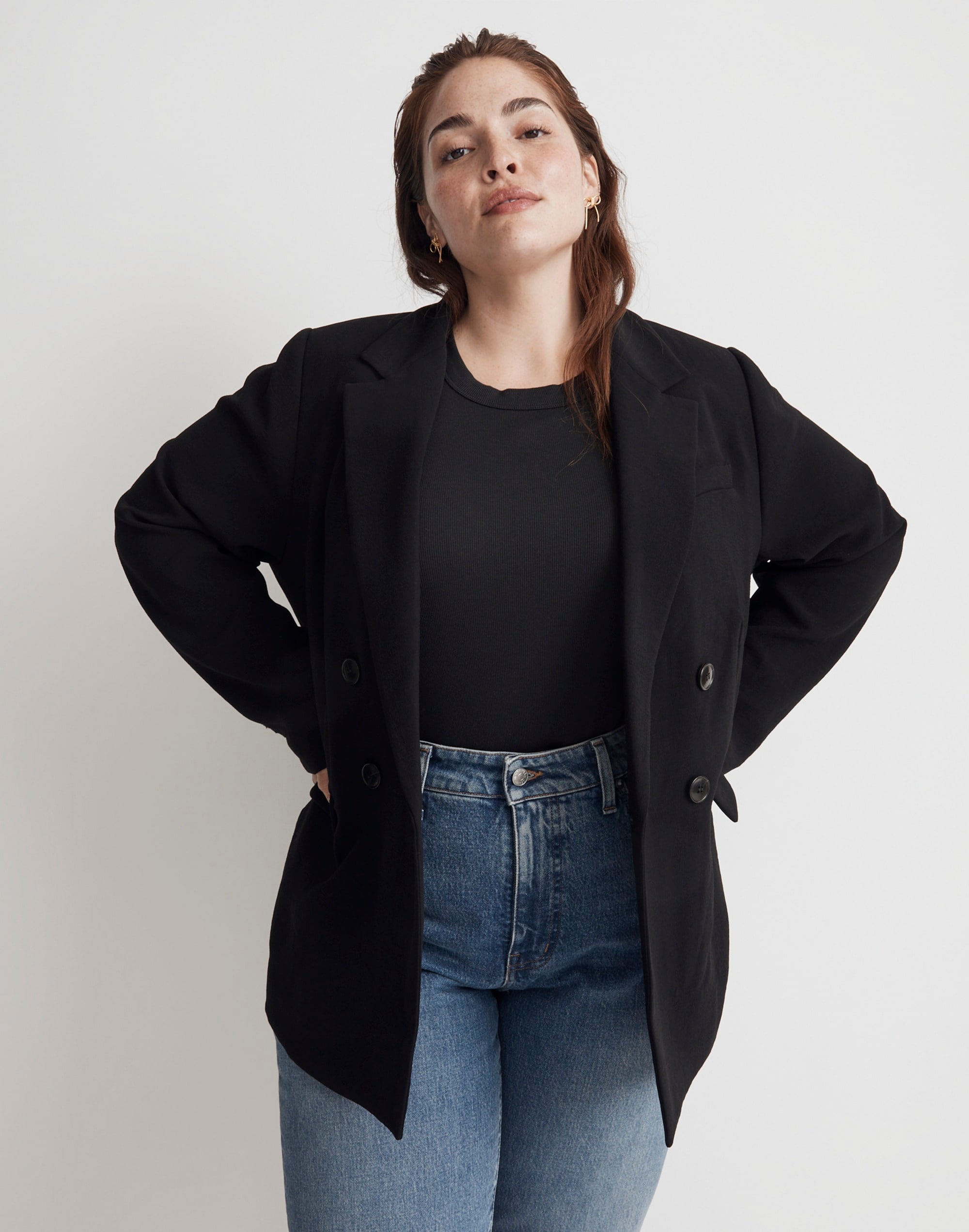 The Plus Rosedale Blazer in Crepe