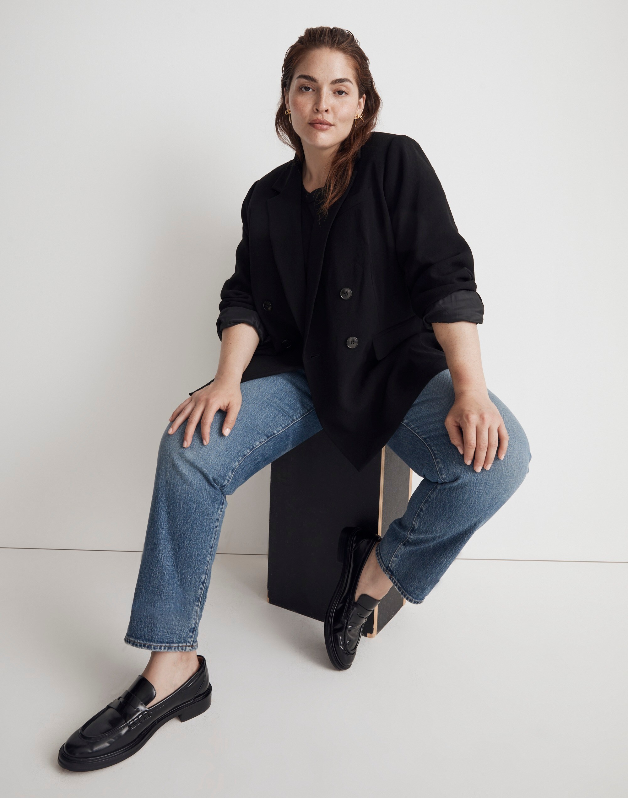 The Plus Rosedale Blazer in Crepe