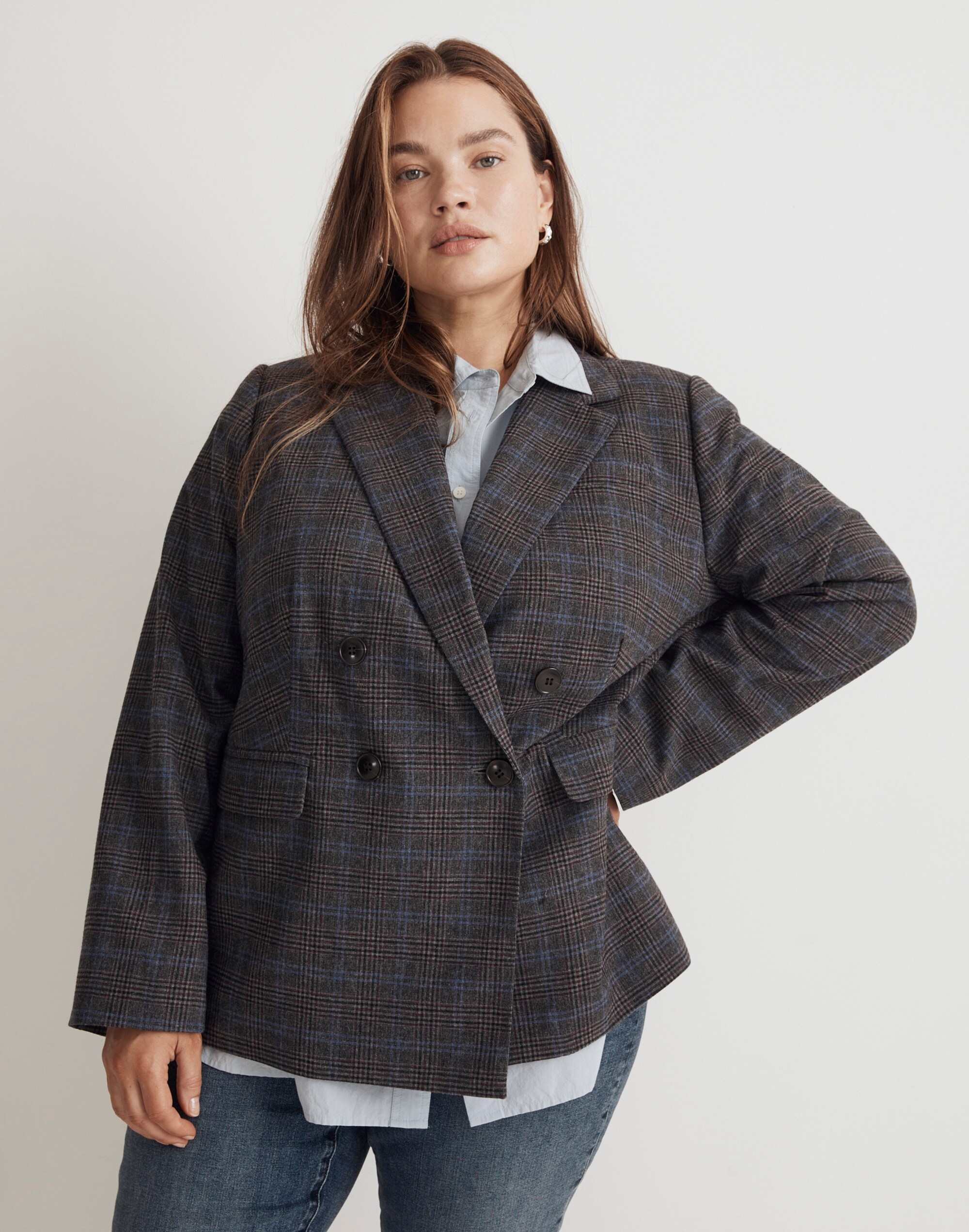 The Plus Rosedale Blazer in Plaid Alternate Image 4