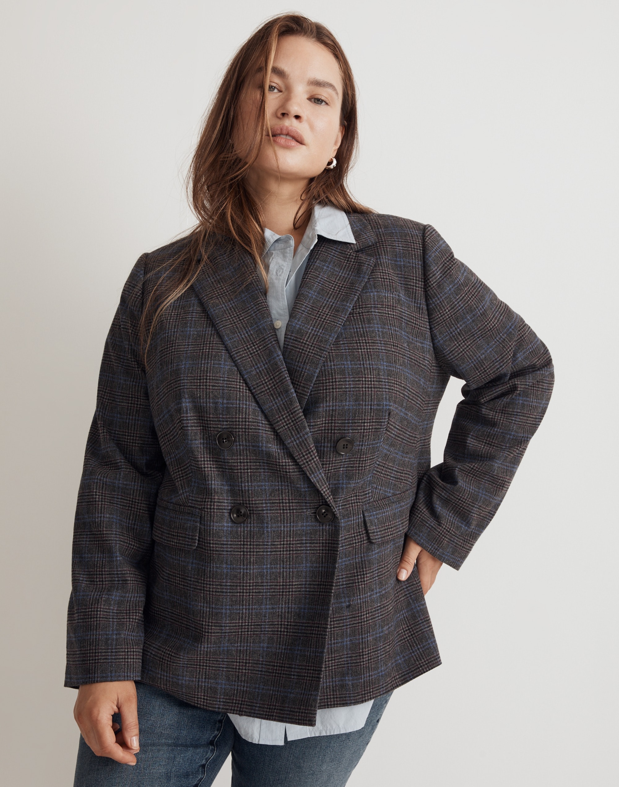 The Plus Rosedale Blazer in Plaid Alternate Image 1