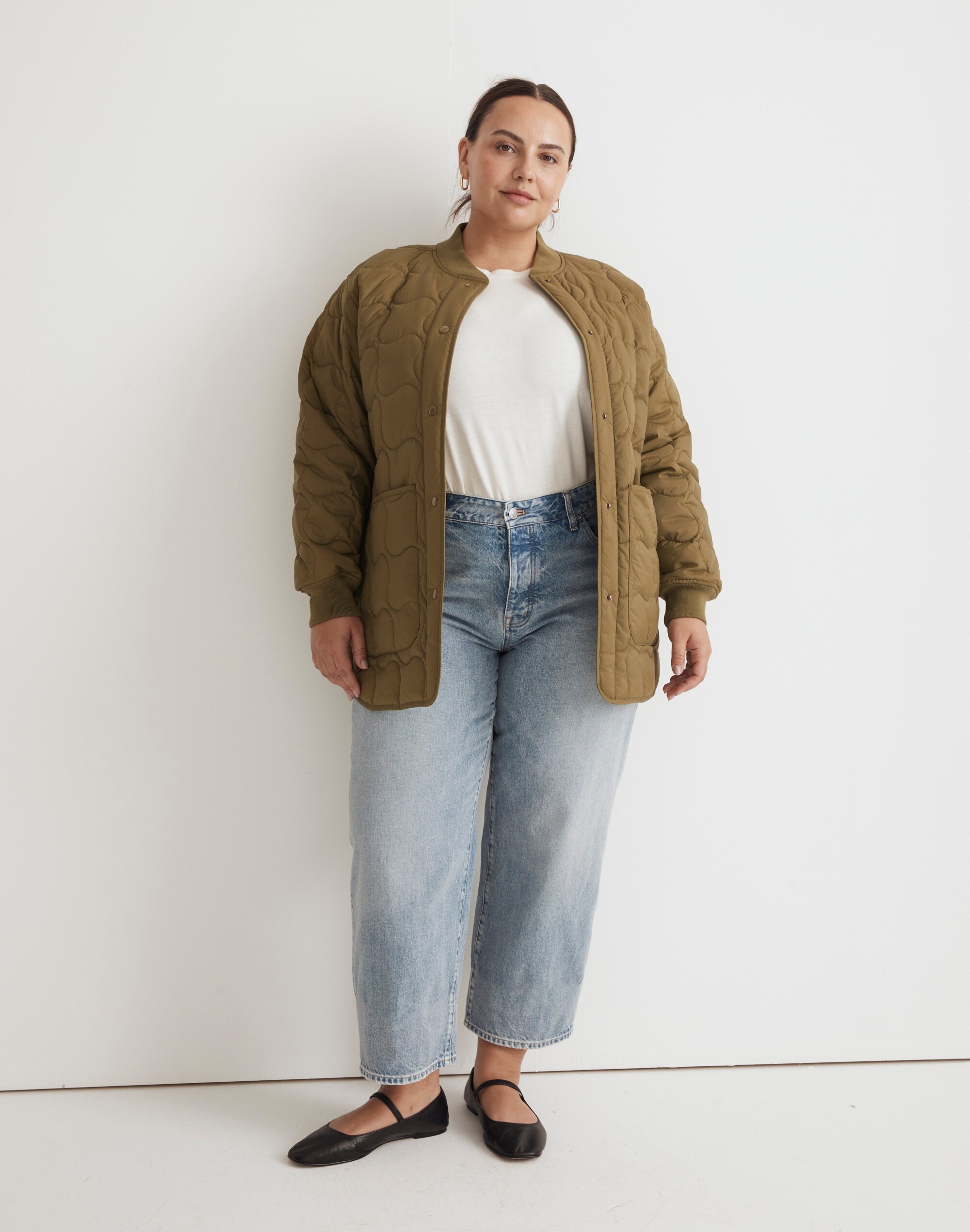 Plus Quilted Oversized Bomber Jacket