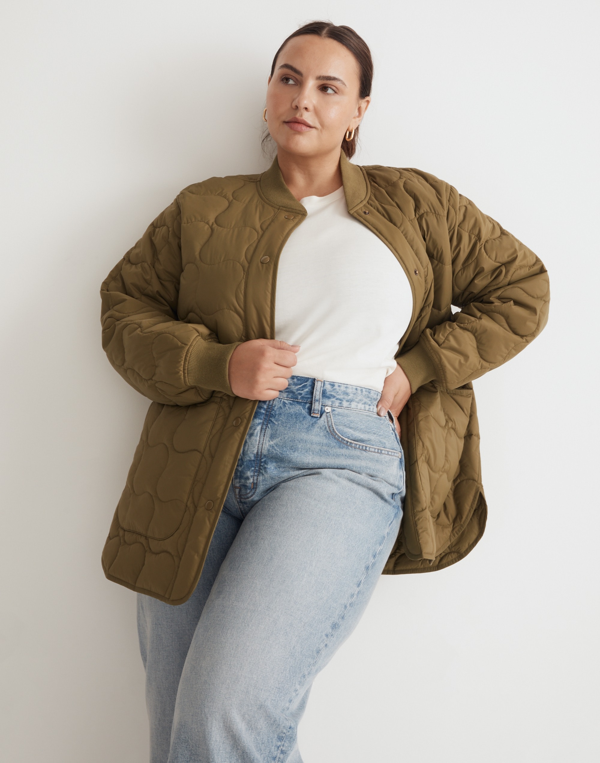 Plus Quilted Oversized Bomber Jacket