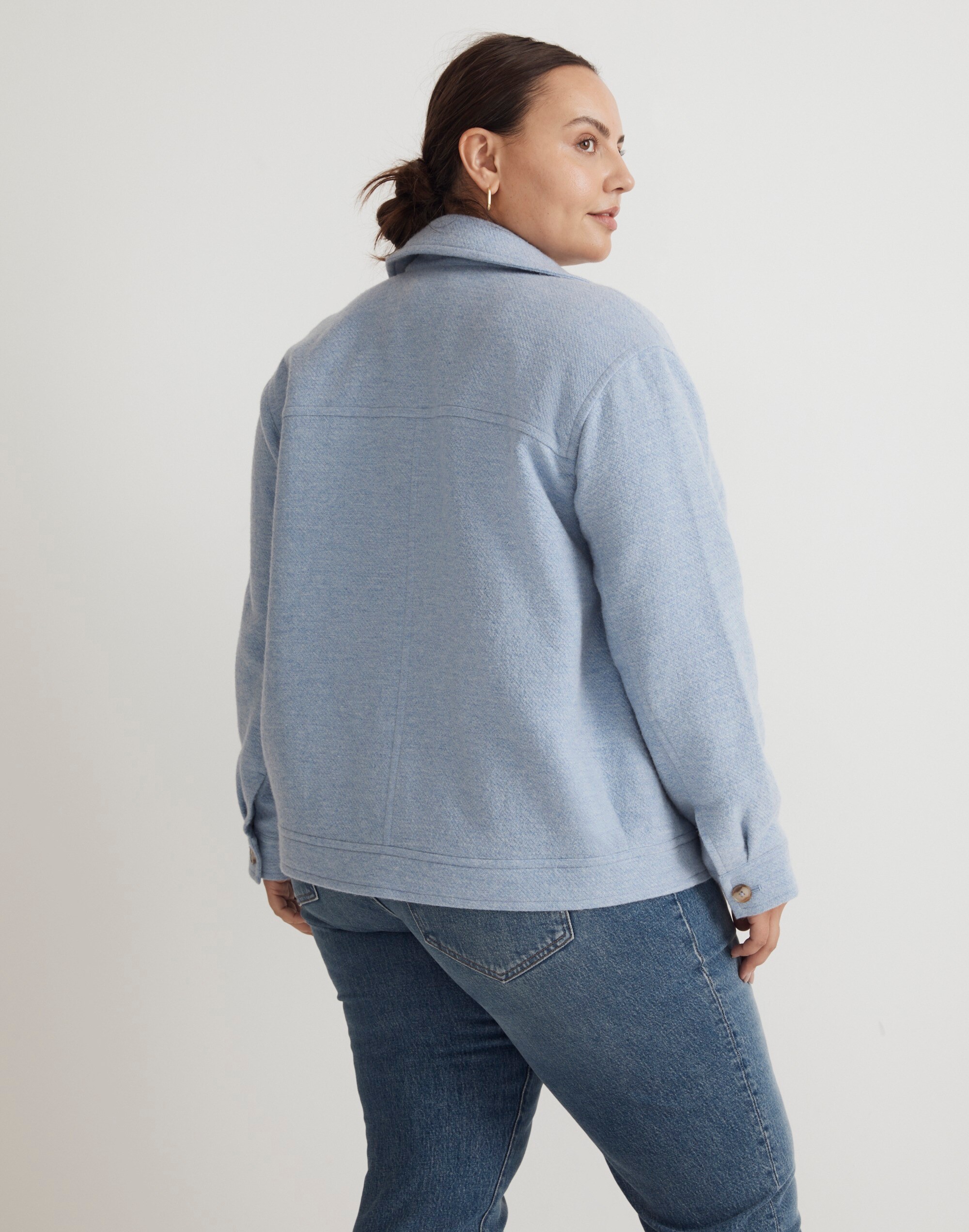 Plus Brushed Crop Shirt Jacket