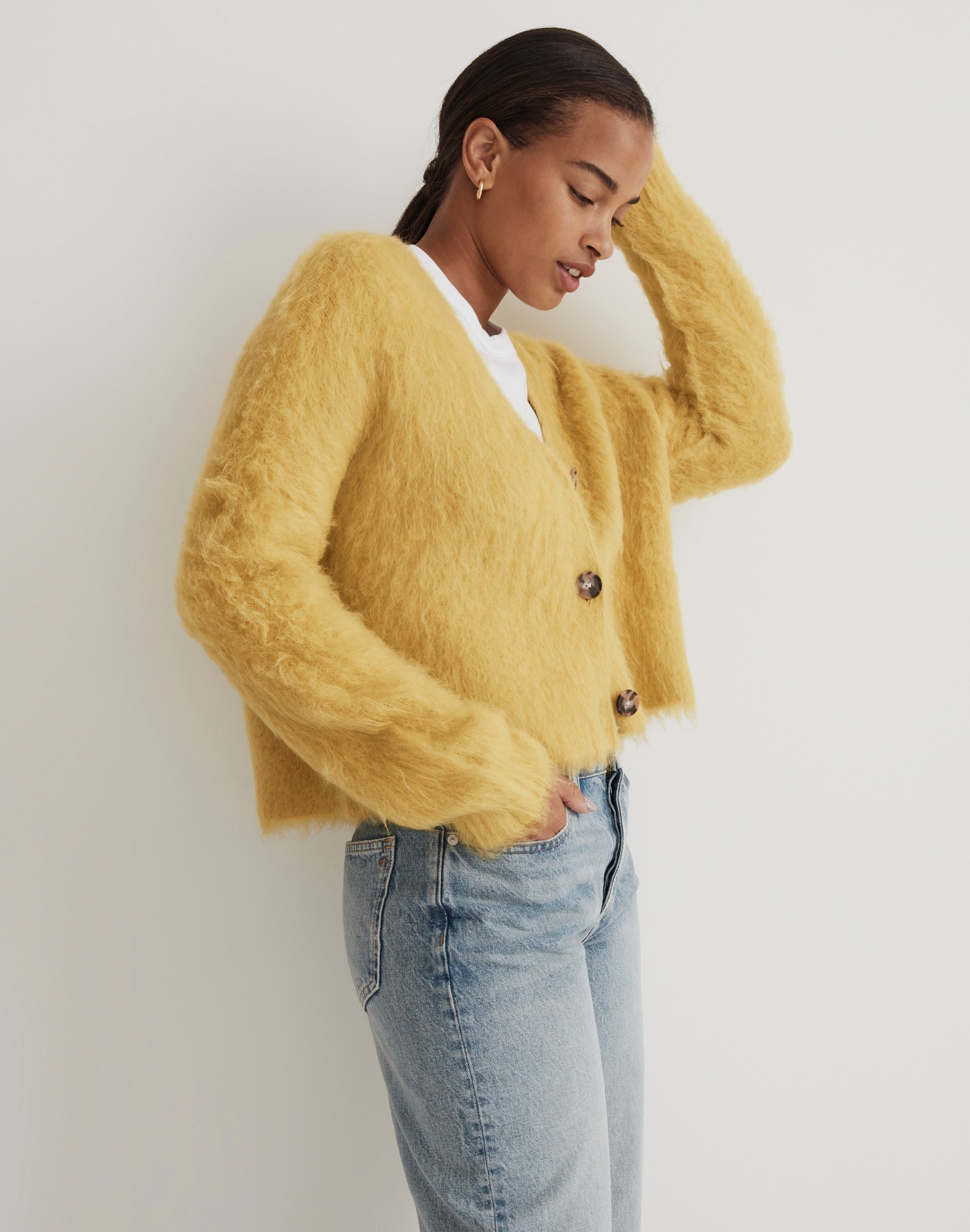 Brushed V-Neck Cardigan Sweater