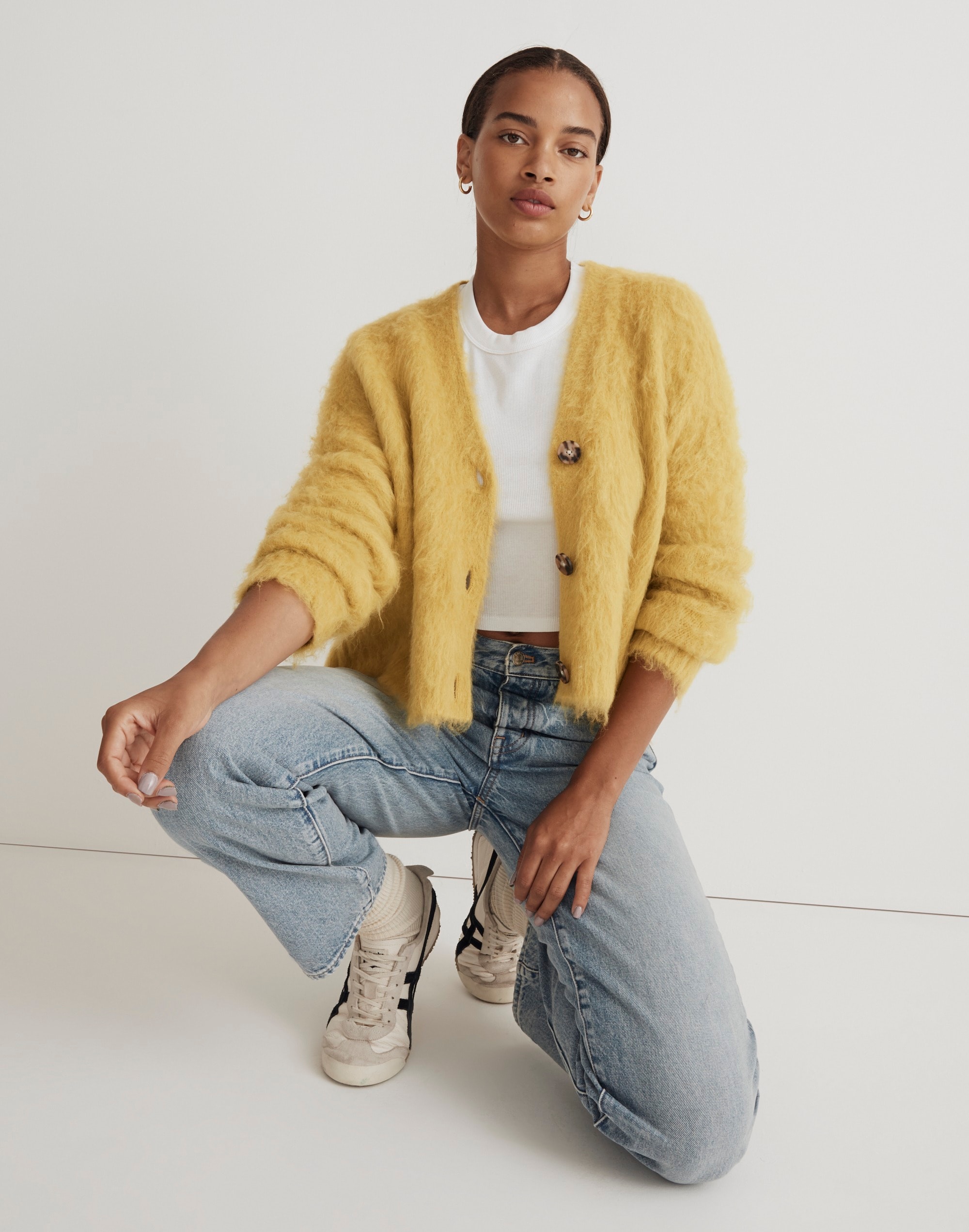 Brushed V-Neck Cardigan Sweater