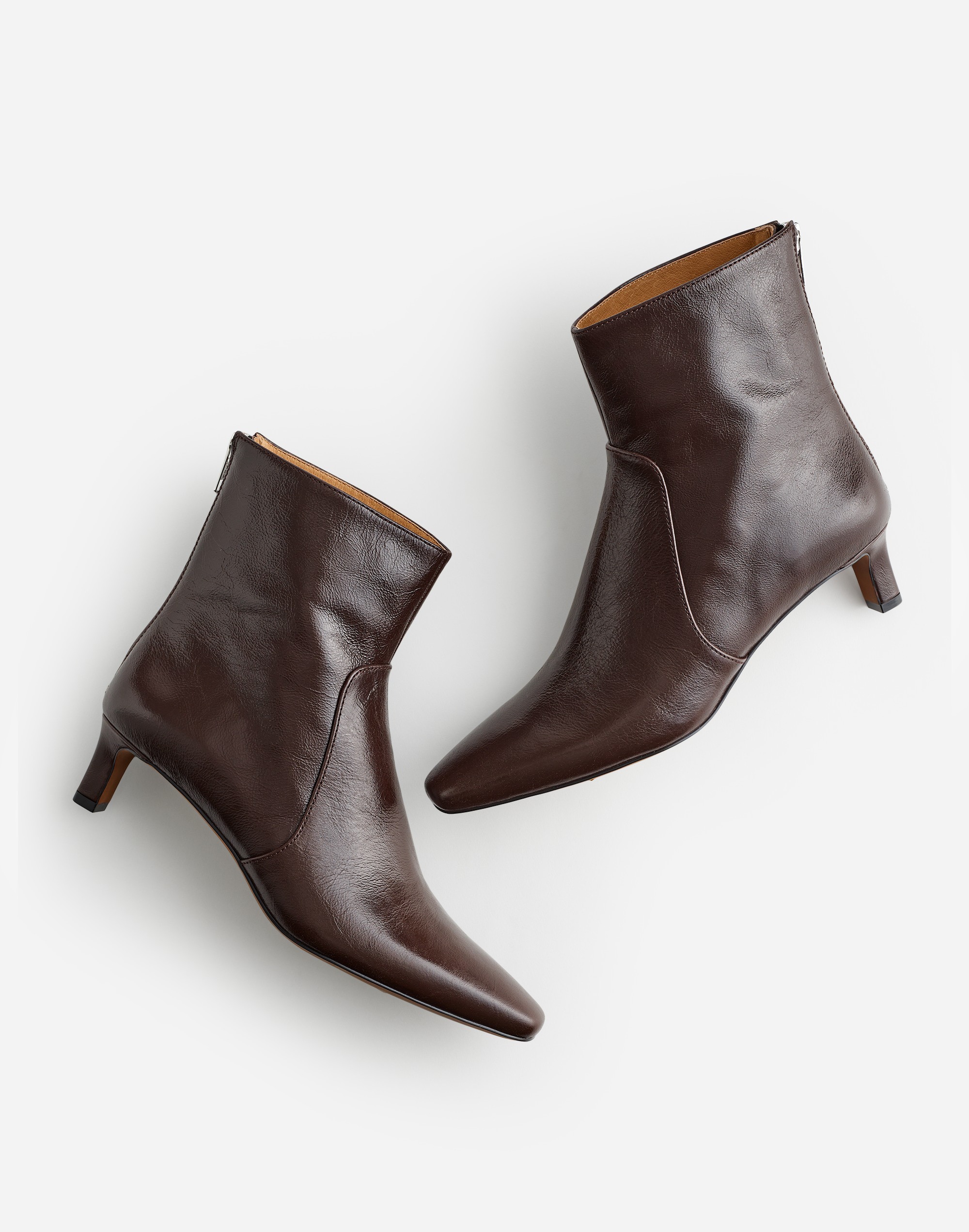The Dimes Kitten-Heel Boot in Crinkle Leather in turkish coffee image 2