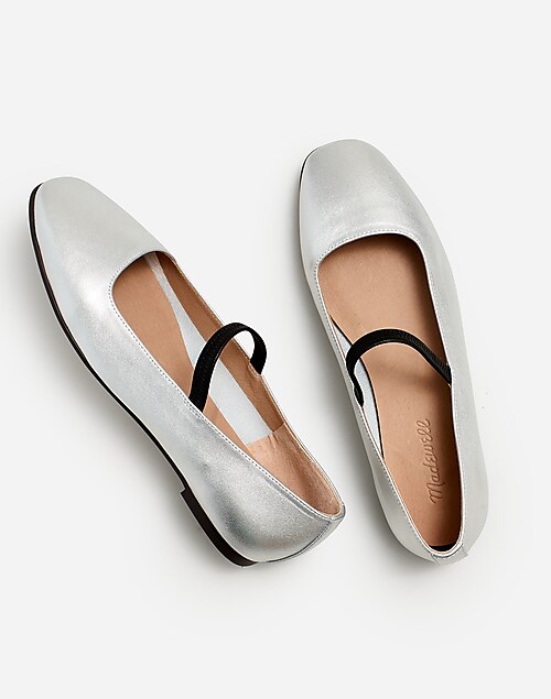 Madewell The Greta Ballet Flat in Metallic Leather - Size 9H-M