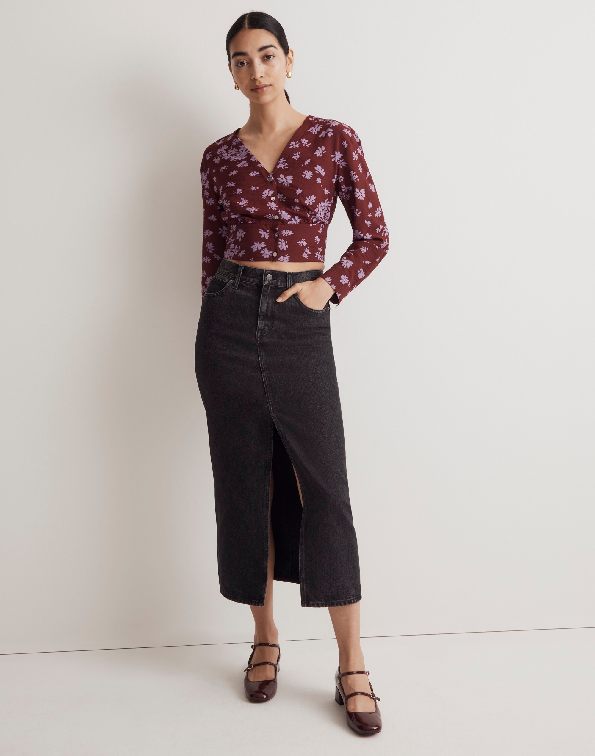 V-Neck Button-Front Shirt