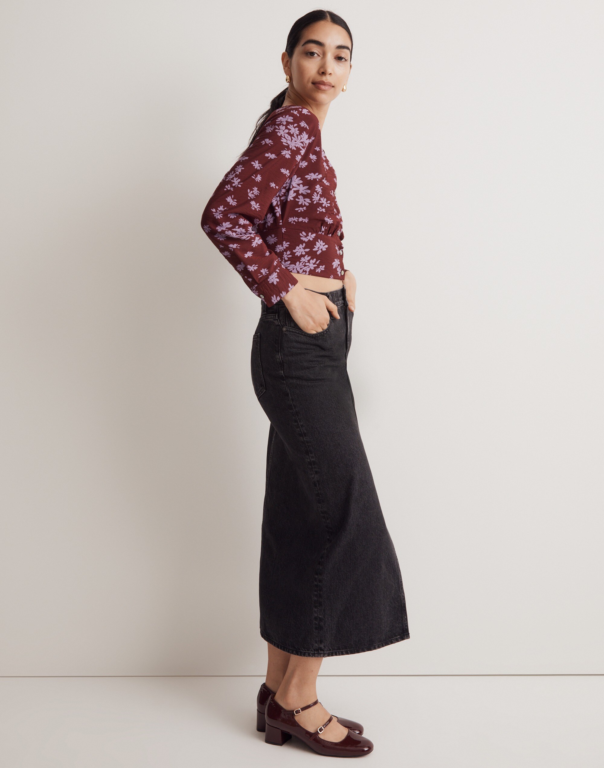 V-Neck Button-Front Shirt