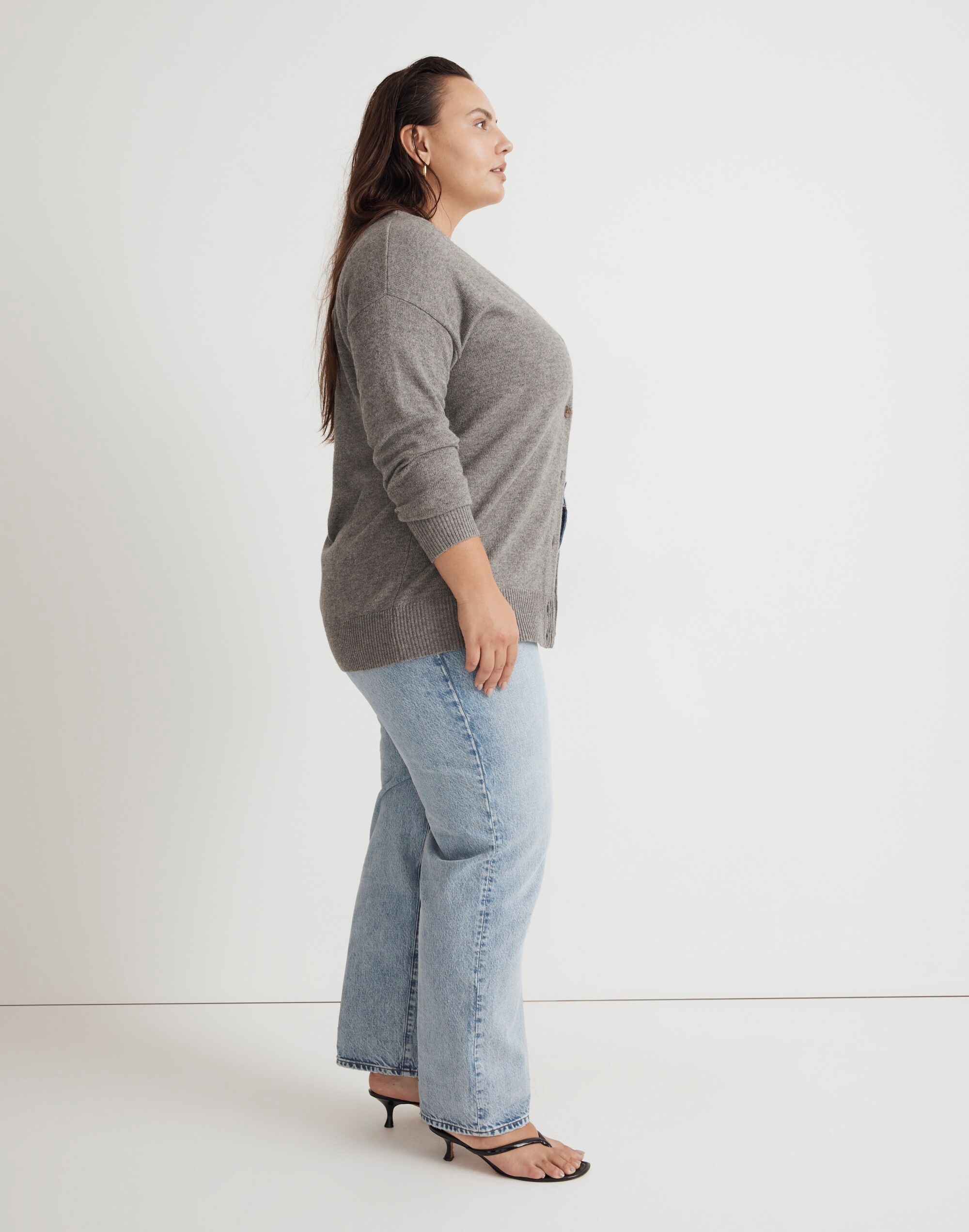 Plus V-Neck Relaxed Cardigan