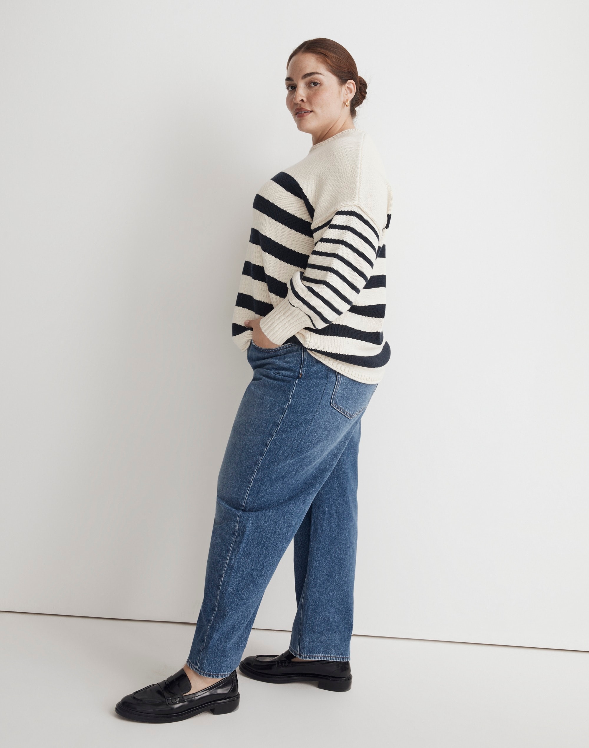 Plus Conway Pullover Sweater in Mixed Stripe