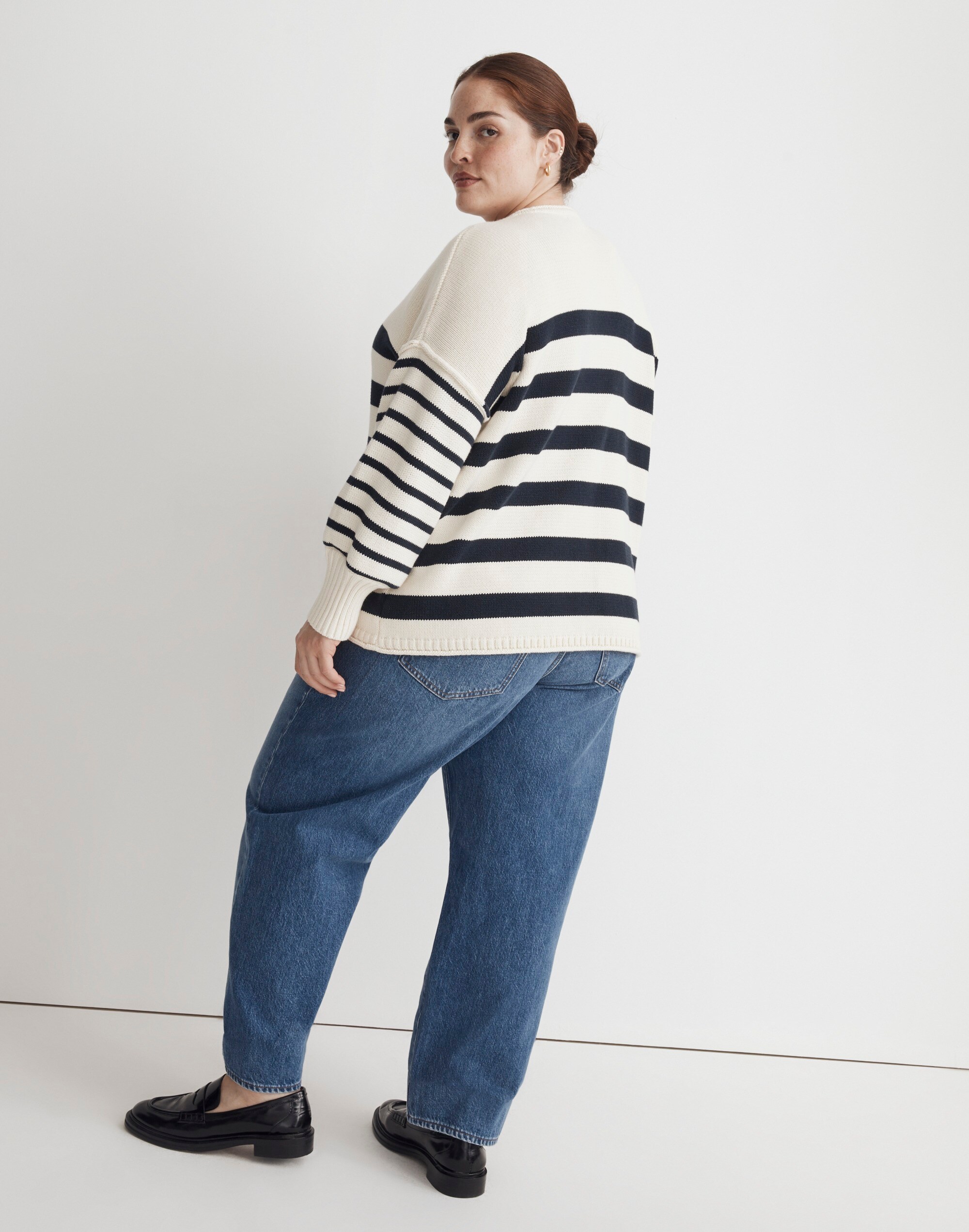 Plus Conway Pullover Sweater in Mixed Stripe