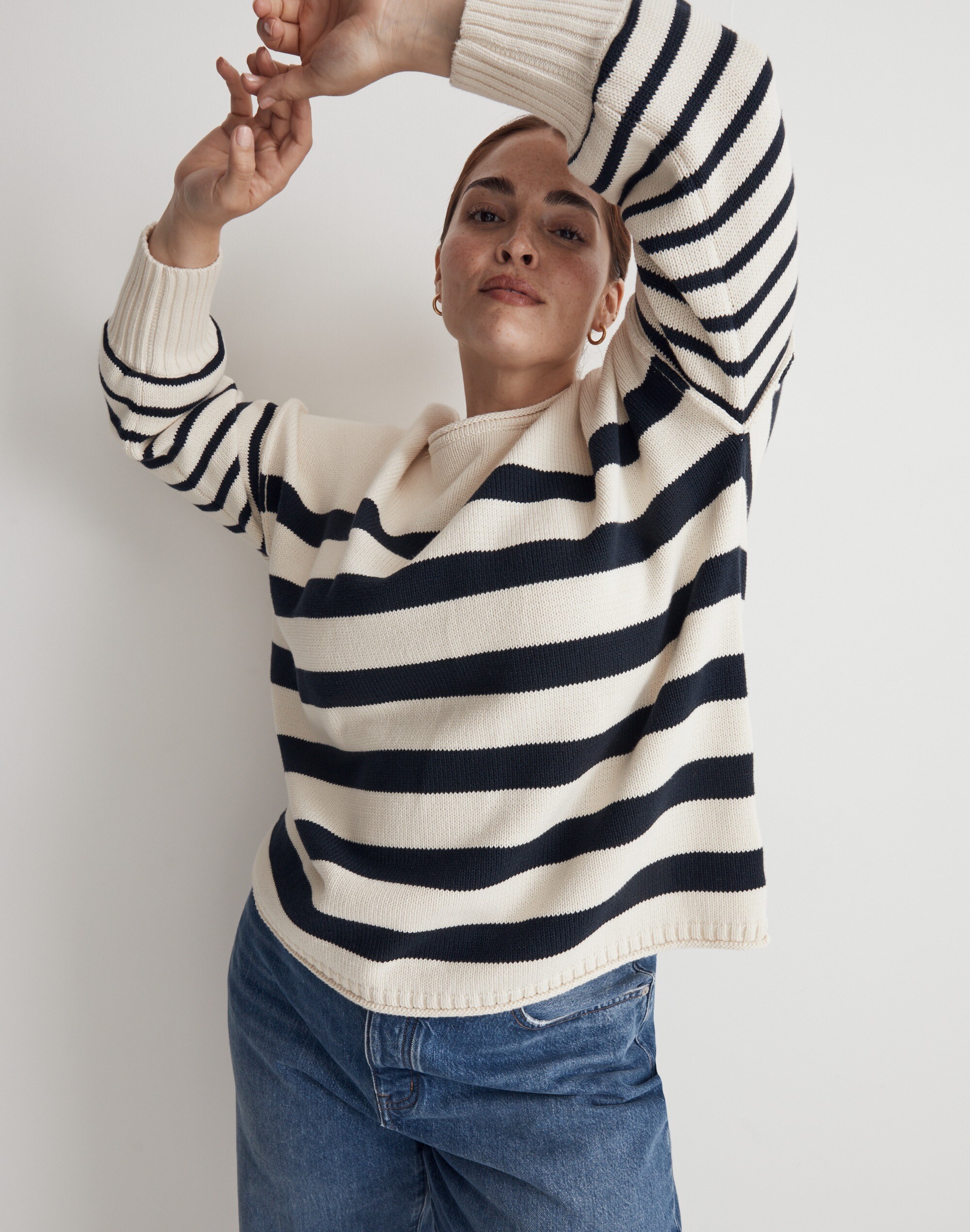 Plus Conway Pullover Sweater in Mixed Stripe
