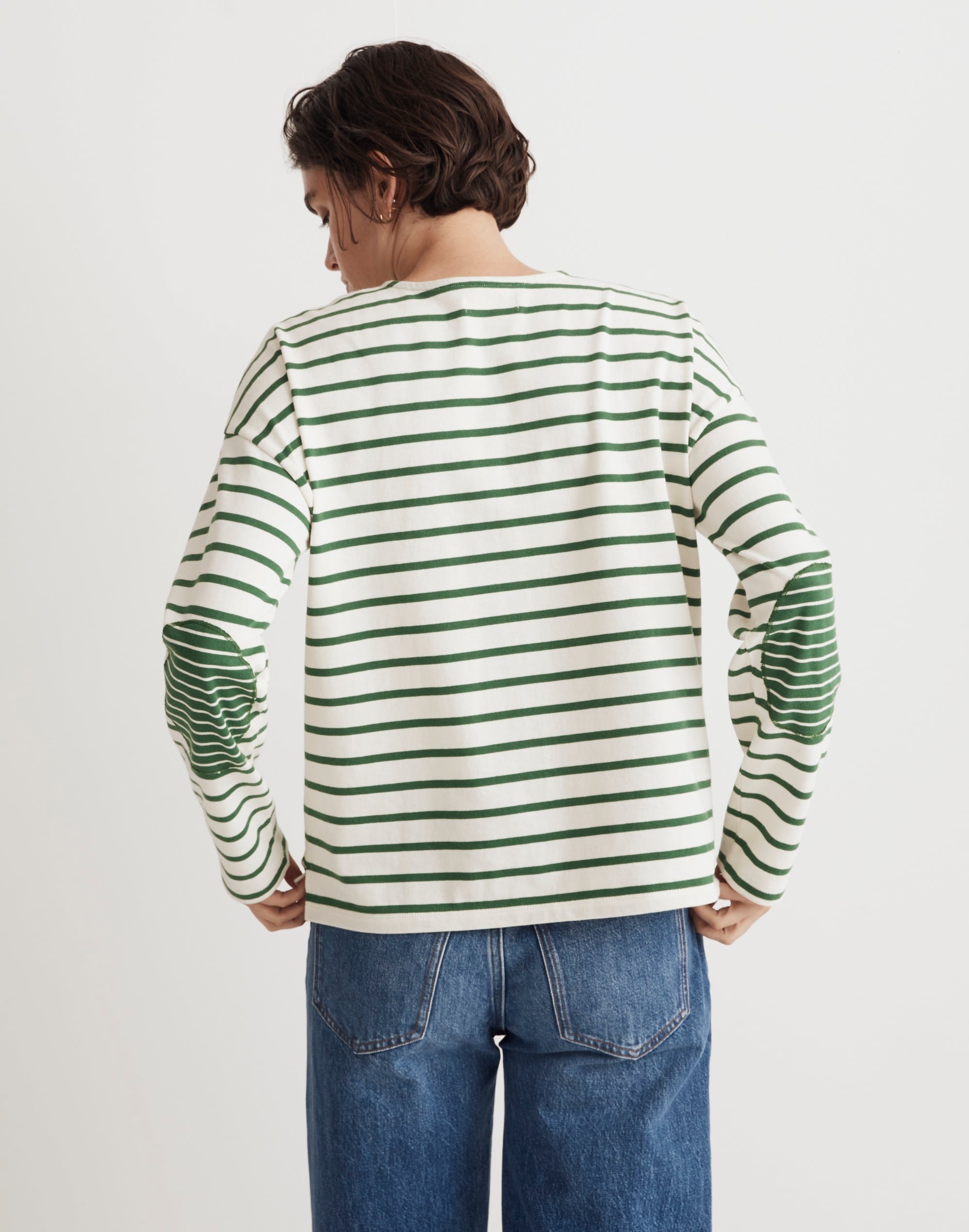 Long-Sleeve Crewneck Tee in Stripe