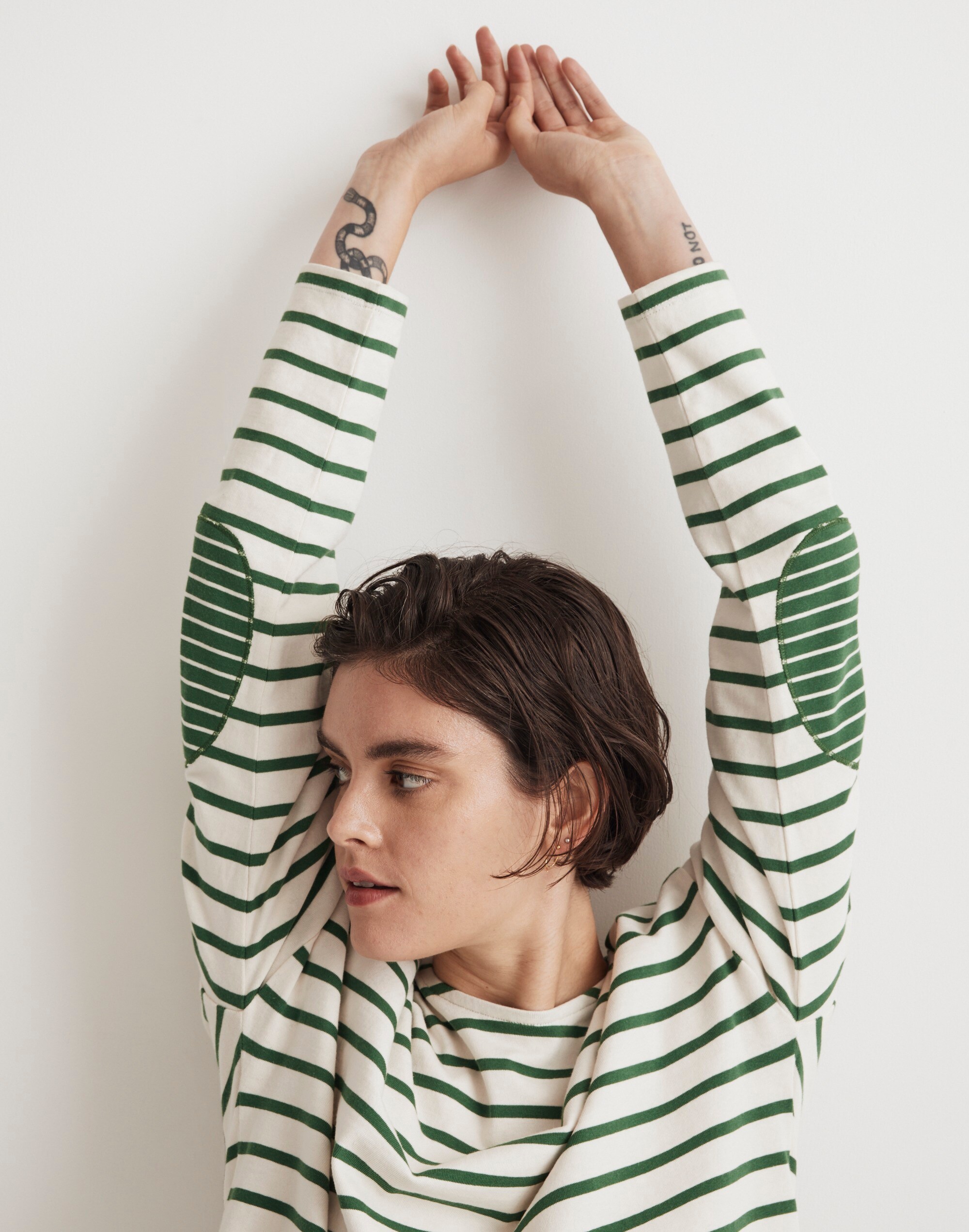 Long-Sleeve Crewneck Tee in Stripe