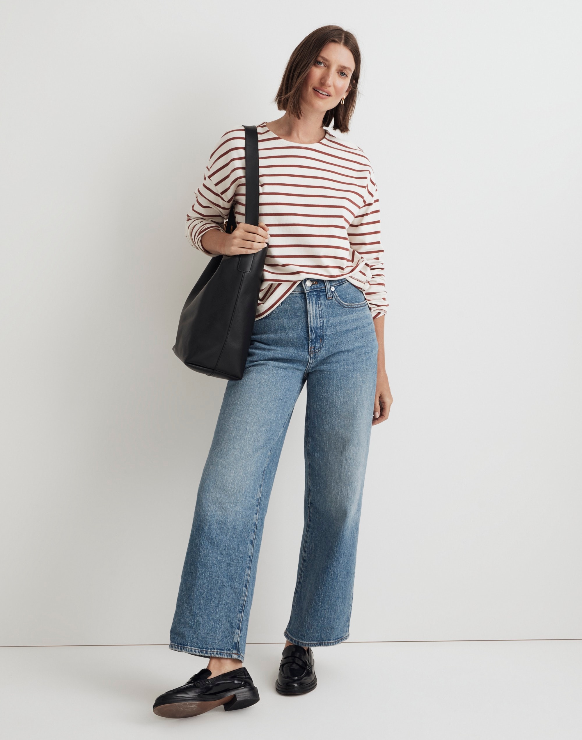 Long-Sleeve Crewneck Tee in Stripe