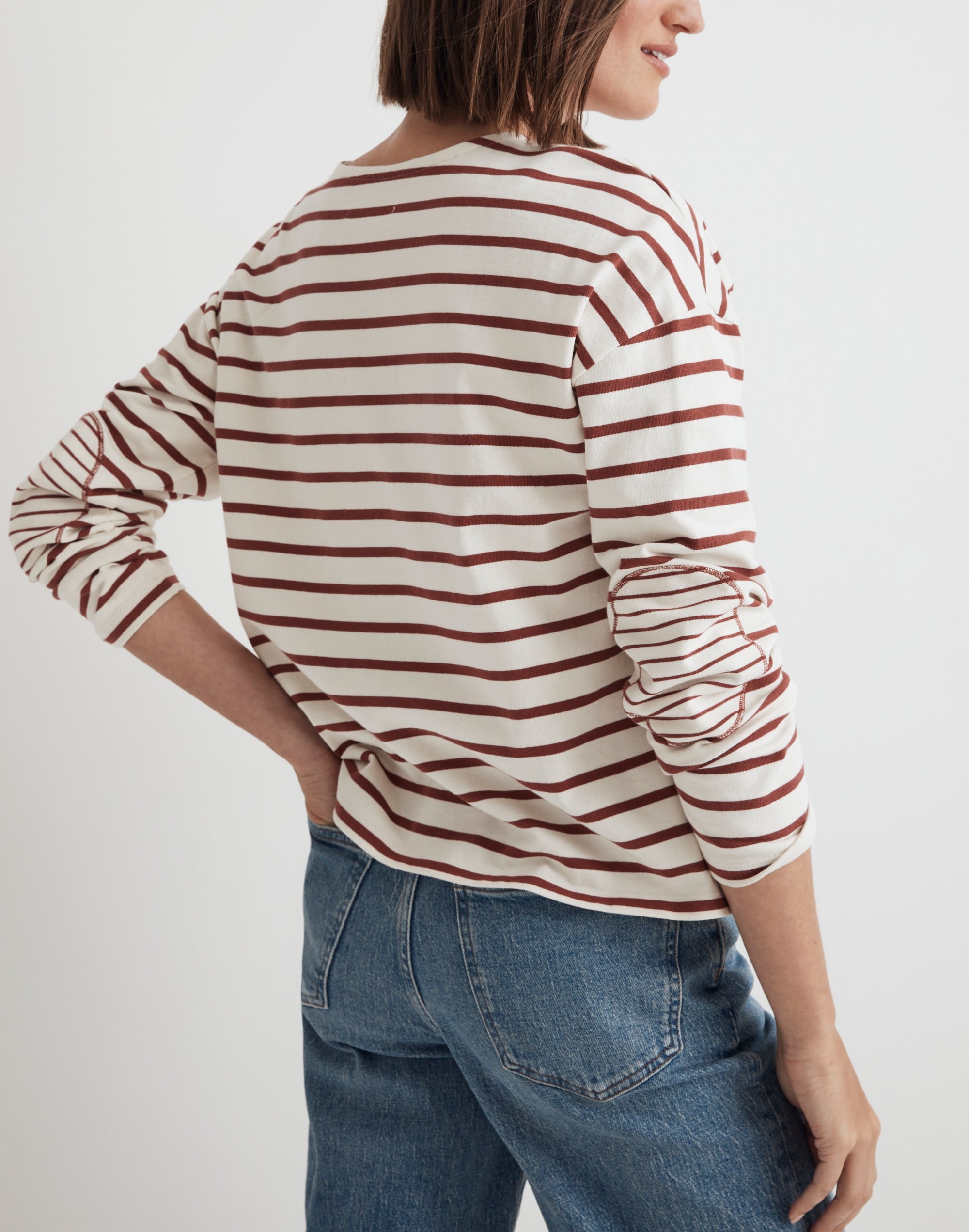 Long-Sleeve Crewneck Tee in Stripe