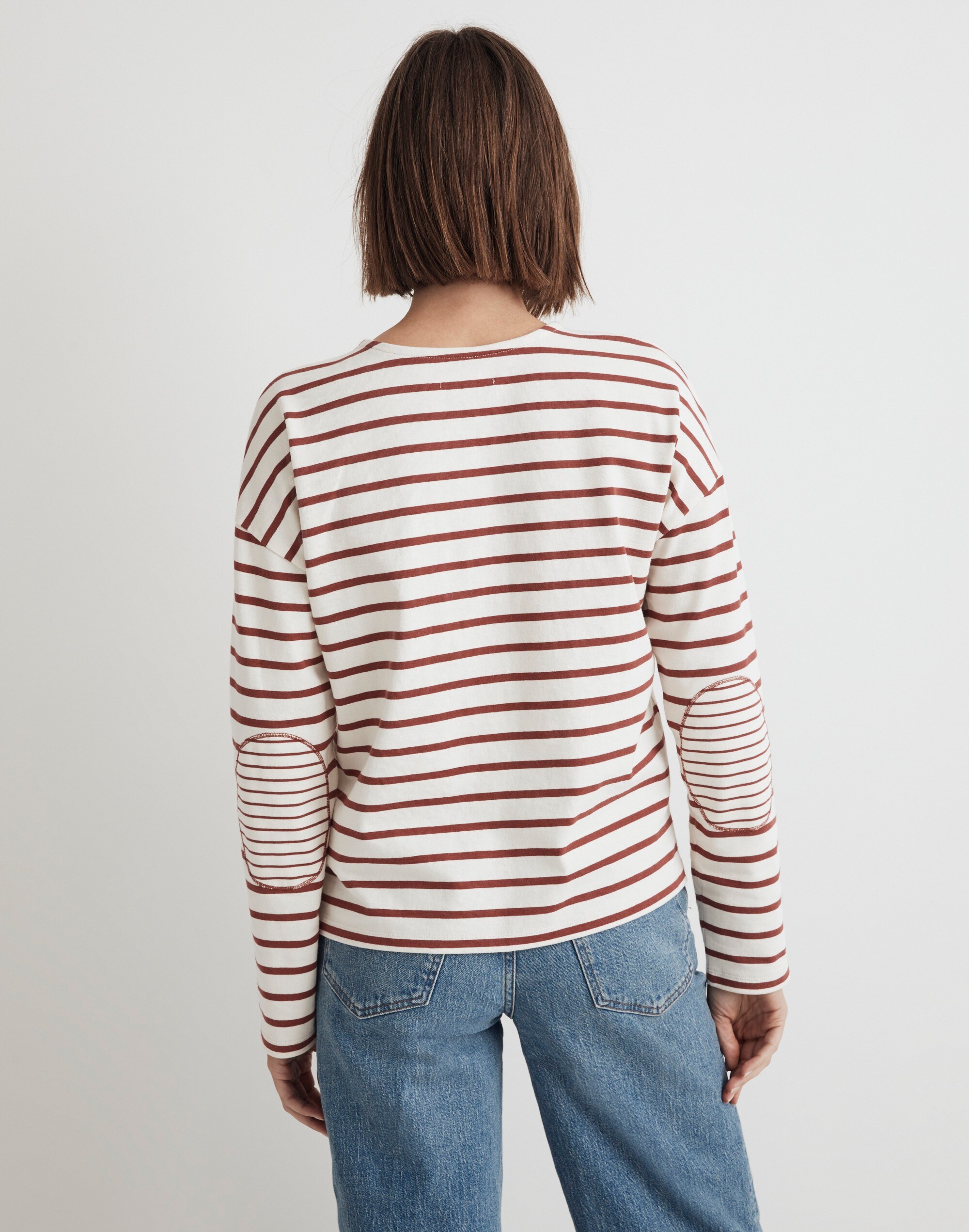 Long-Sleeve Crewneck Tee in Stripe