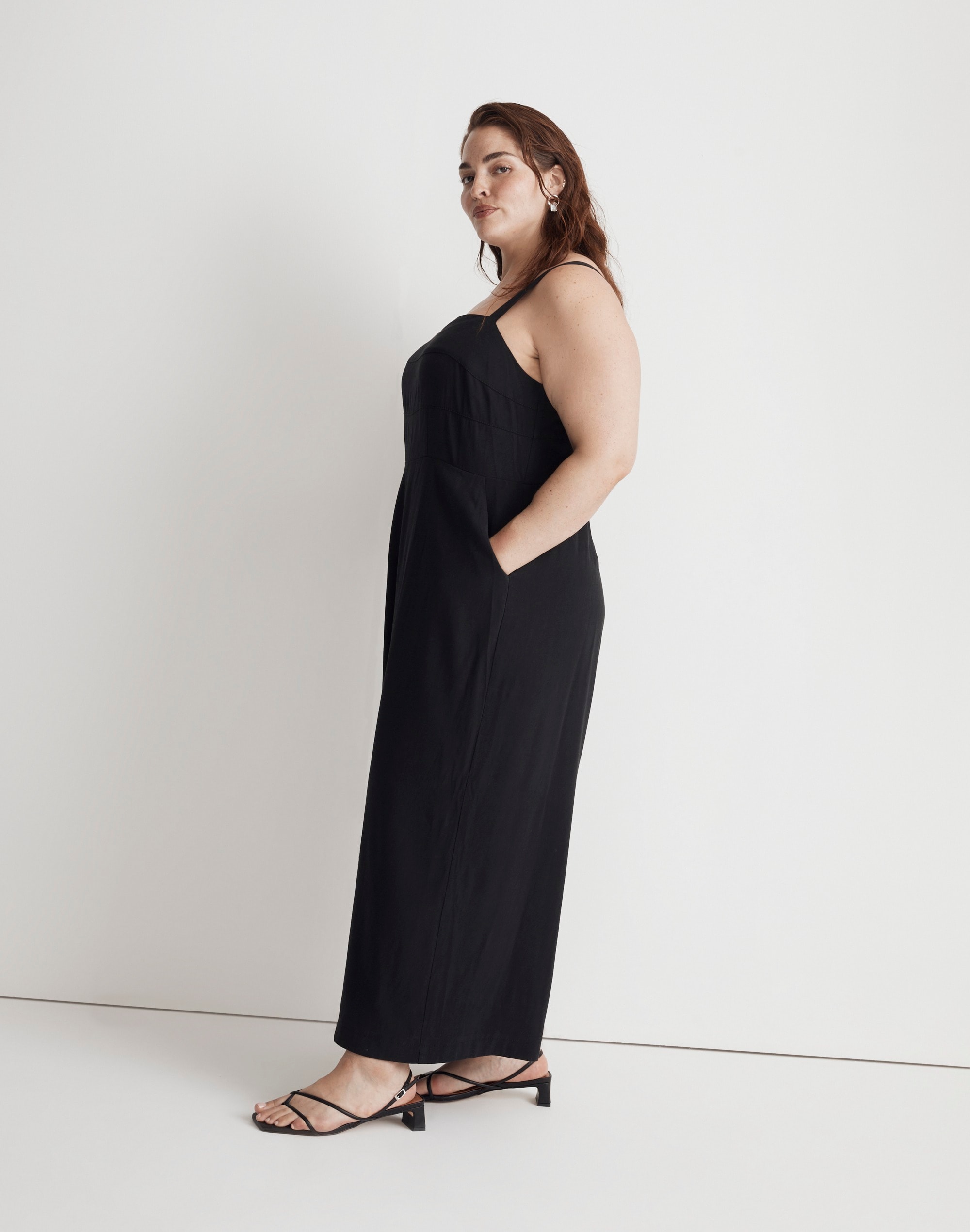 Plus Square-Neck Wide-Leg Sleeveless Jumpsuit