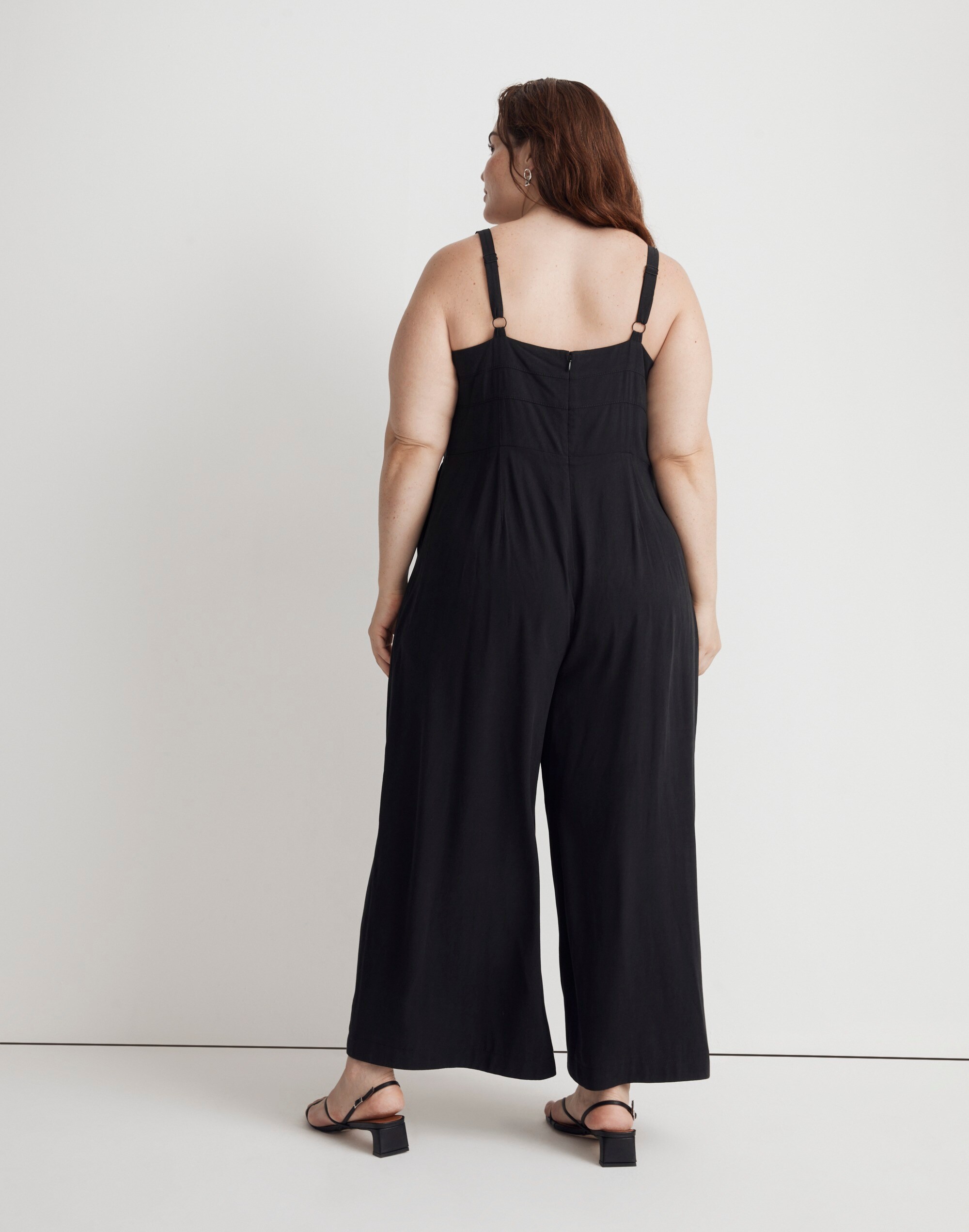 Plus Square-Neck Wide-Leg Sleeveless Jumpsuit