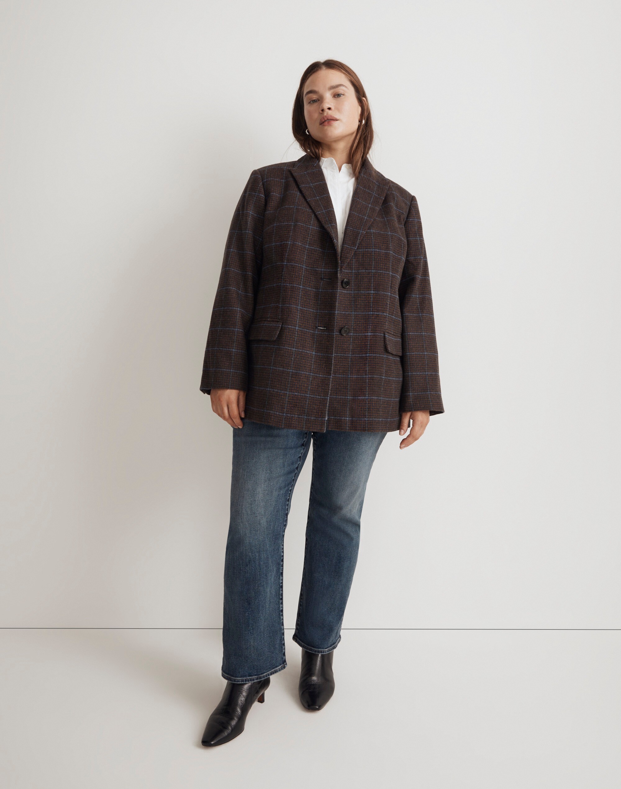 The Plus Bedford Oversized Belted Blazer in Stripe