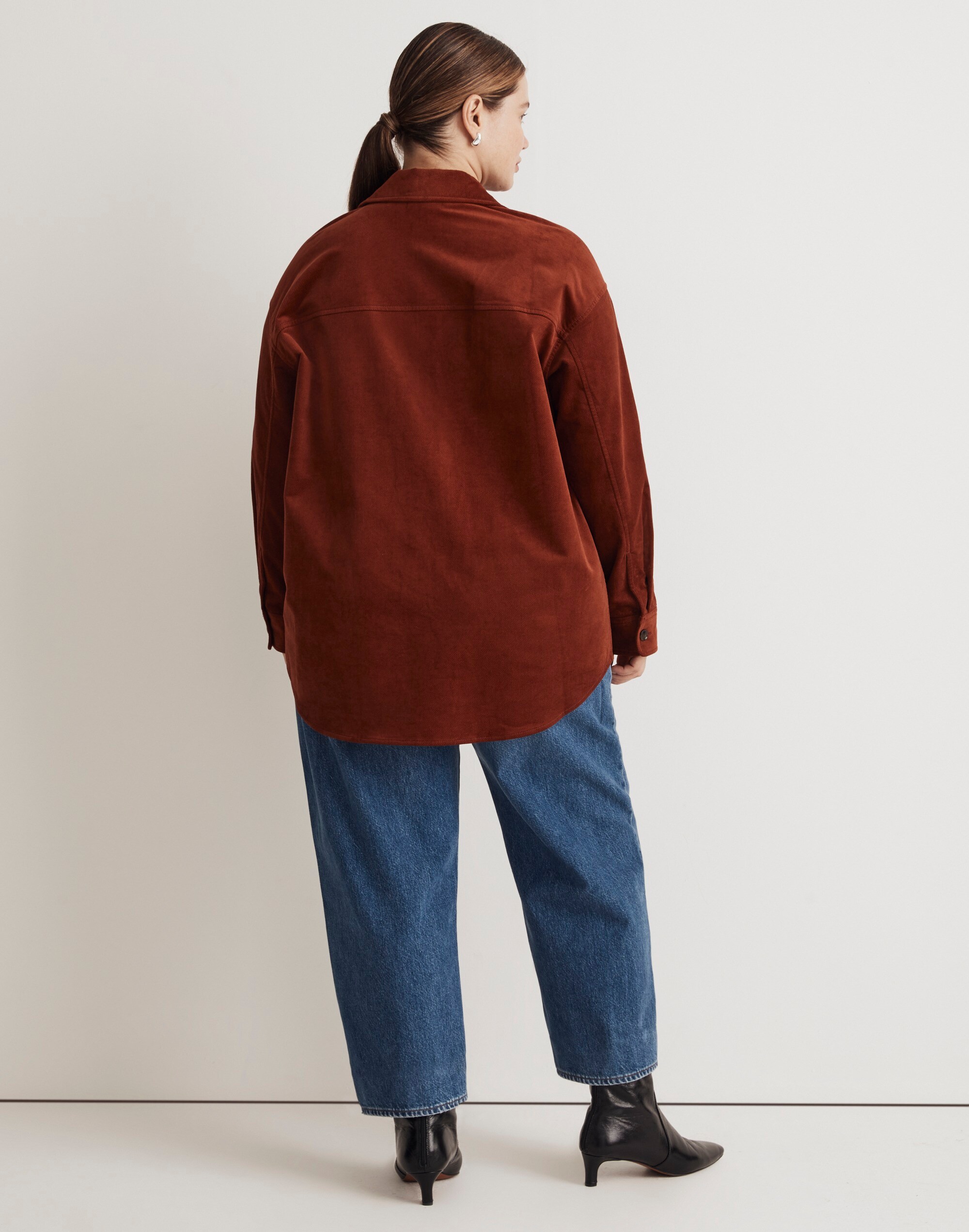 Plus Corduroy Twill Oversized Shirt-Jacket