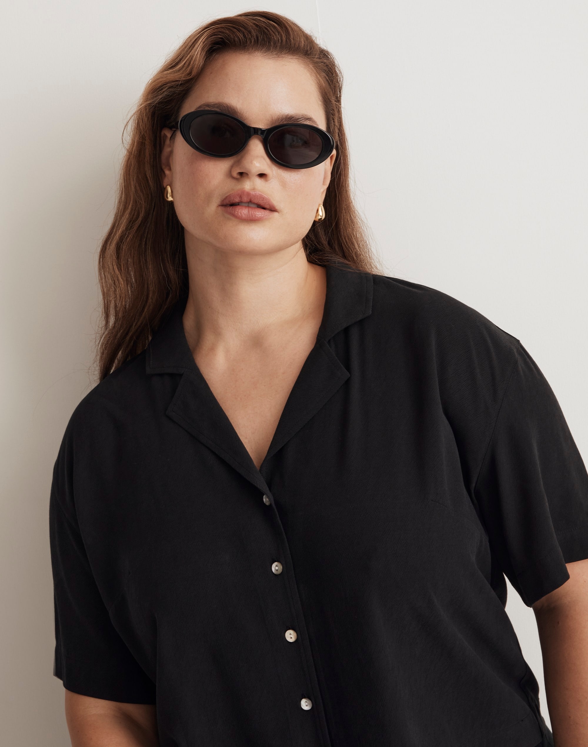 plus resort shirt in textured dot