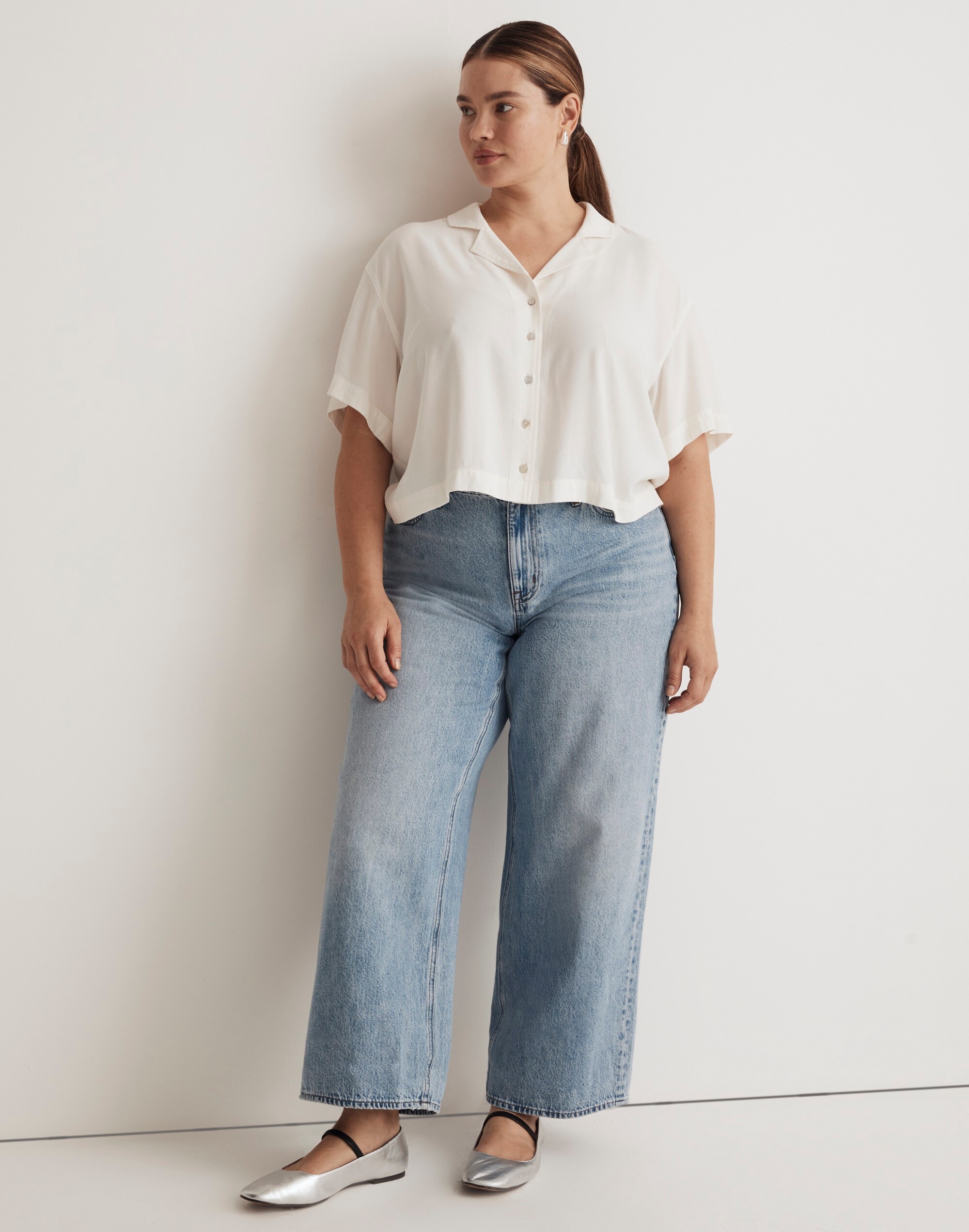 Plus Resort Shirt in Textured Dot