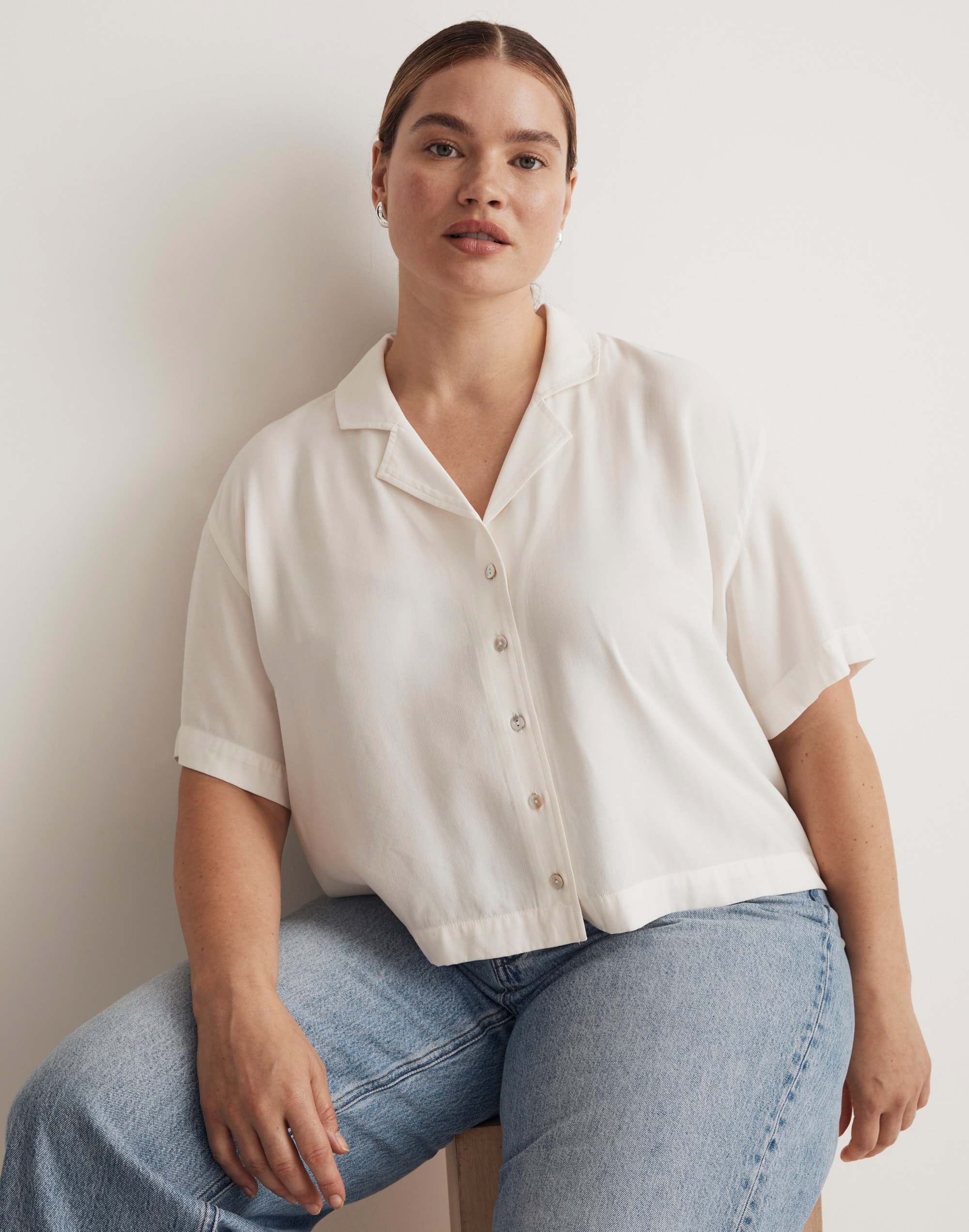 Plus Resort Shirt in Textured Dot