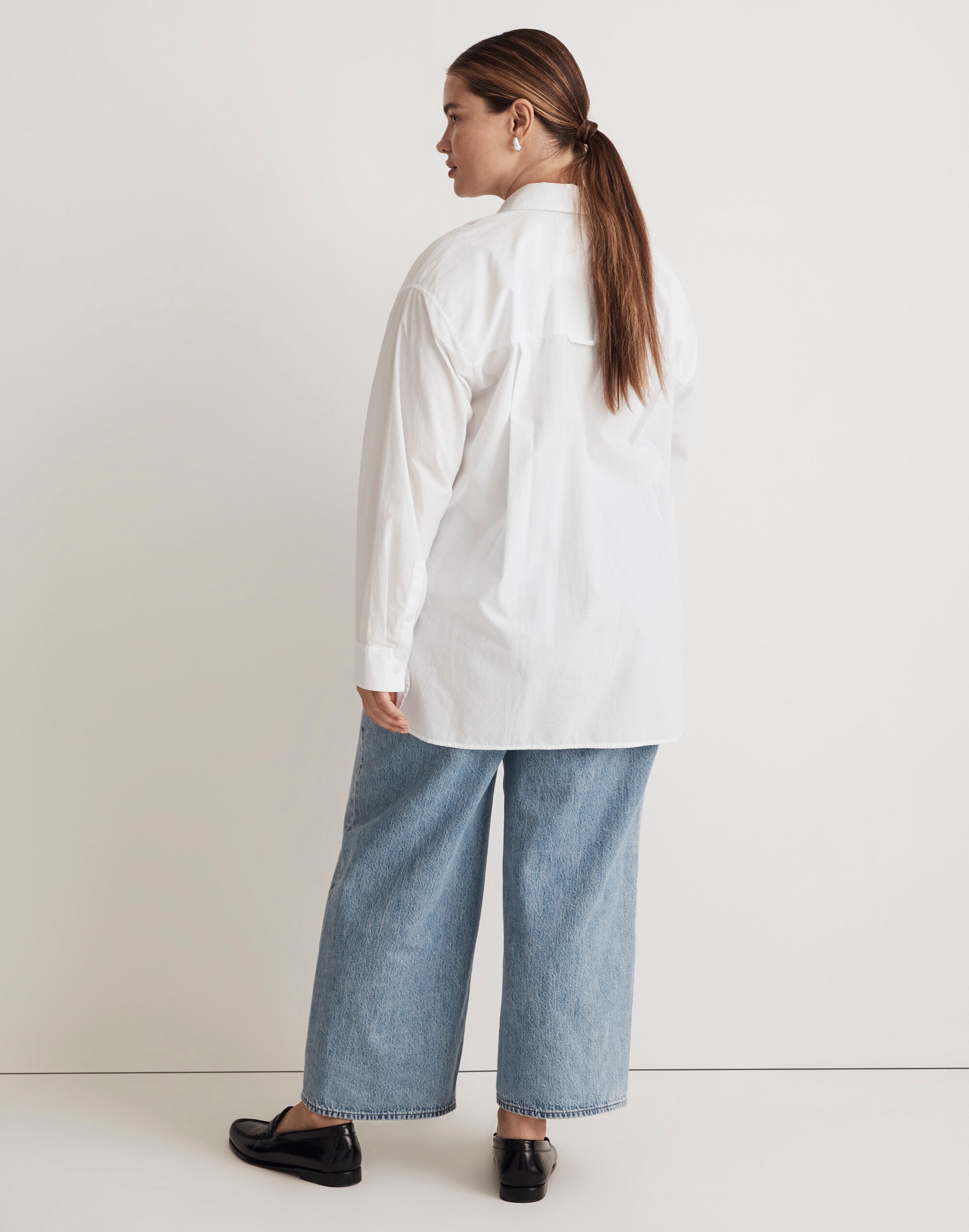 The Plus Signature Poplin Oversized Button-Up Shirt: Flap-Pocket Edition