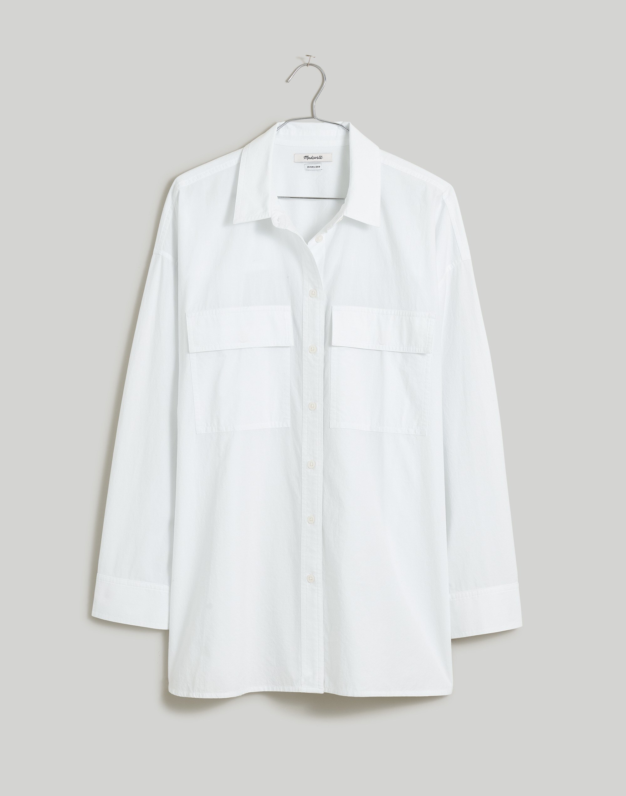 The Plus Signature Poplin Oversized Button-Up Shirt: Flap-Pocket Edition