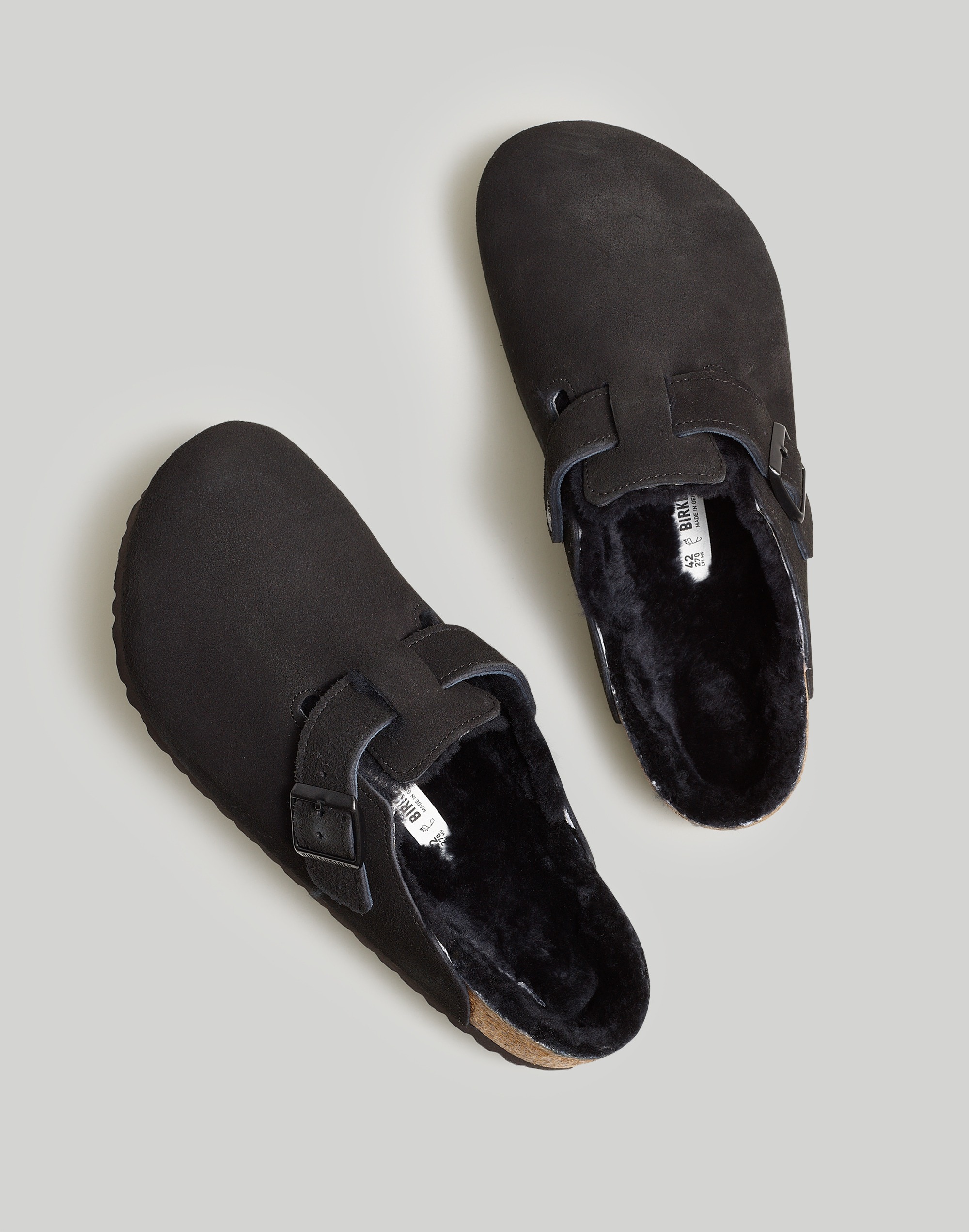 Birkenstock&reg; Suede Boston Clogs in Shearling