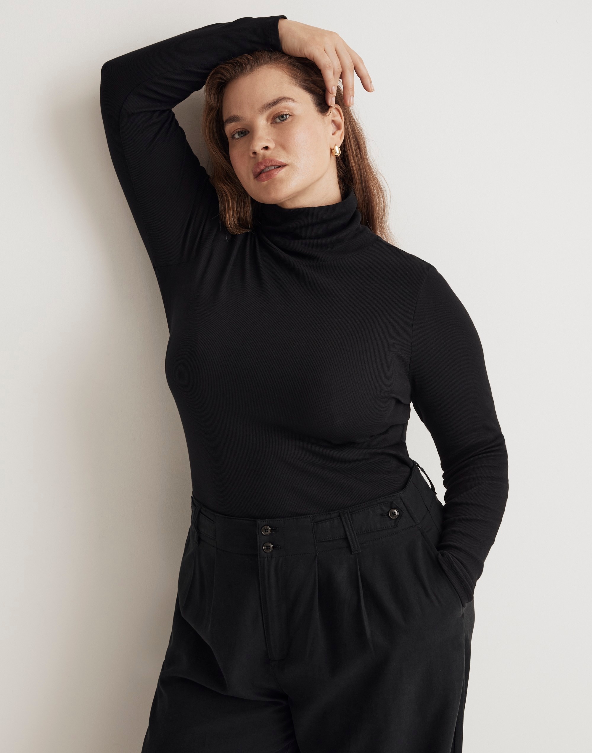 plus brightside finerib turtleneck long-sleeve tee