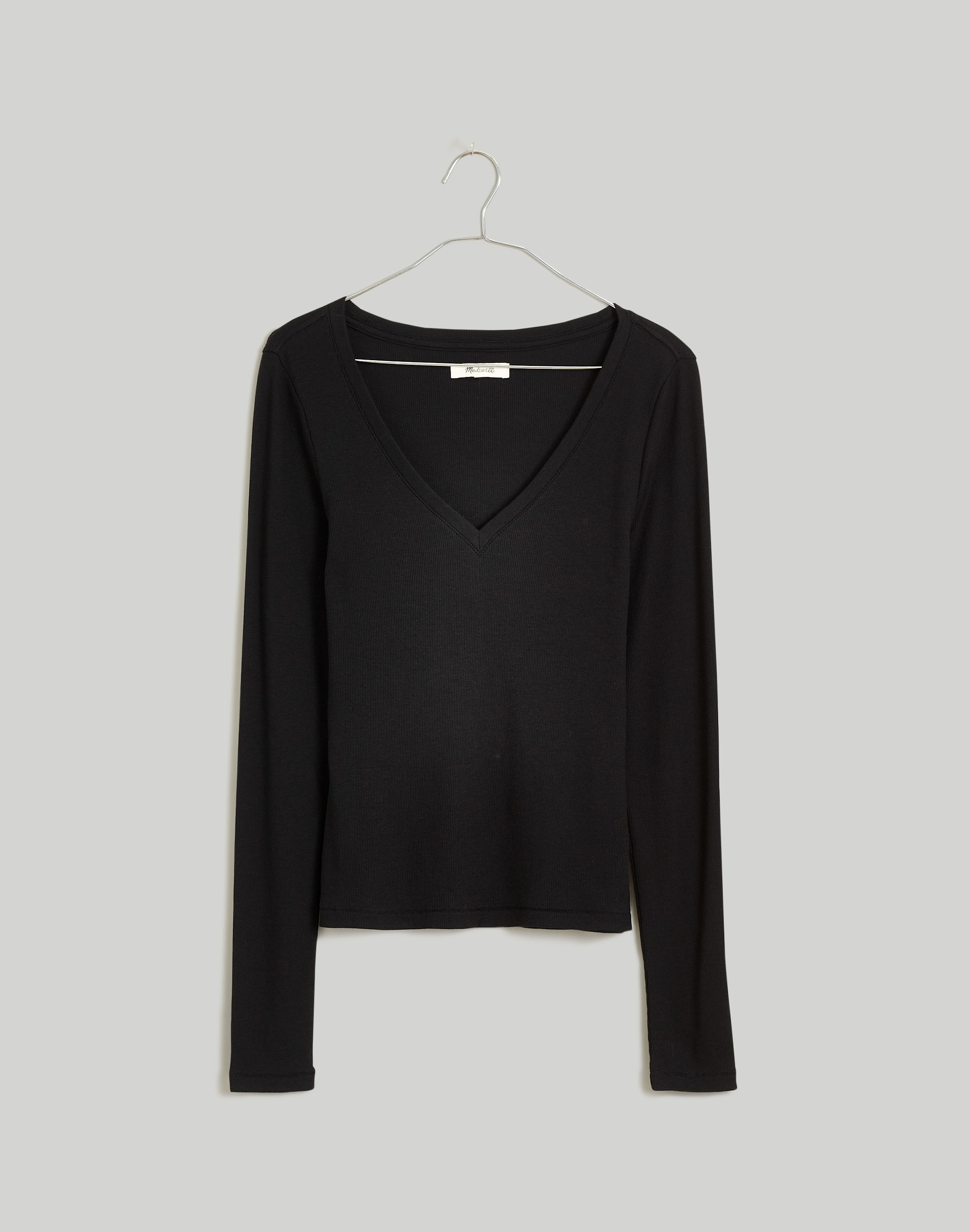 Brightside Finerib V-Neck Long-Sleeve Tee