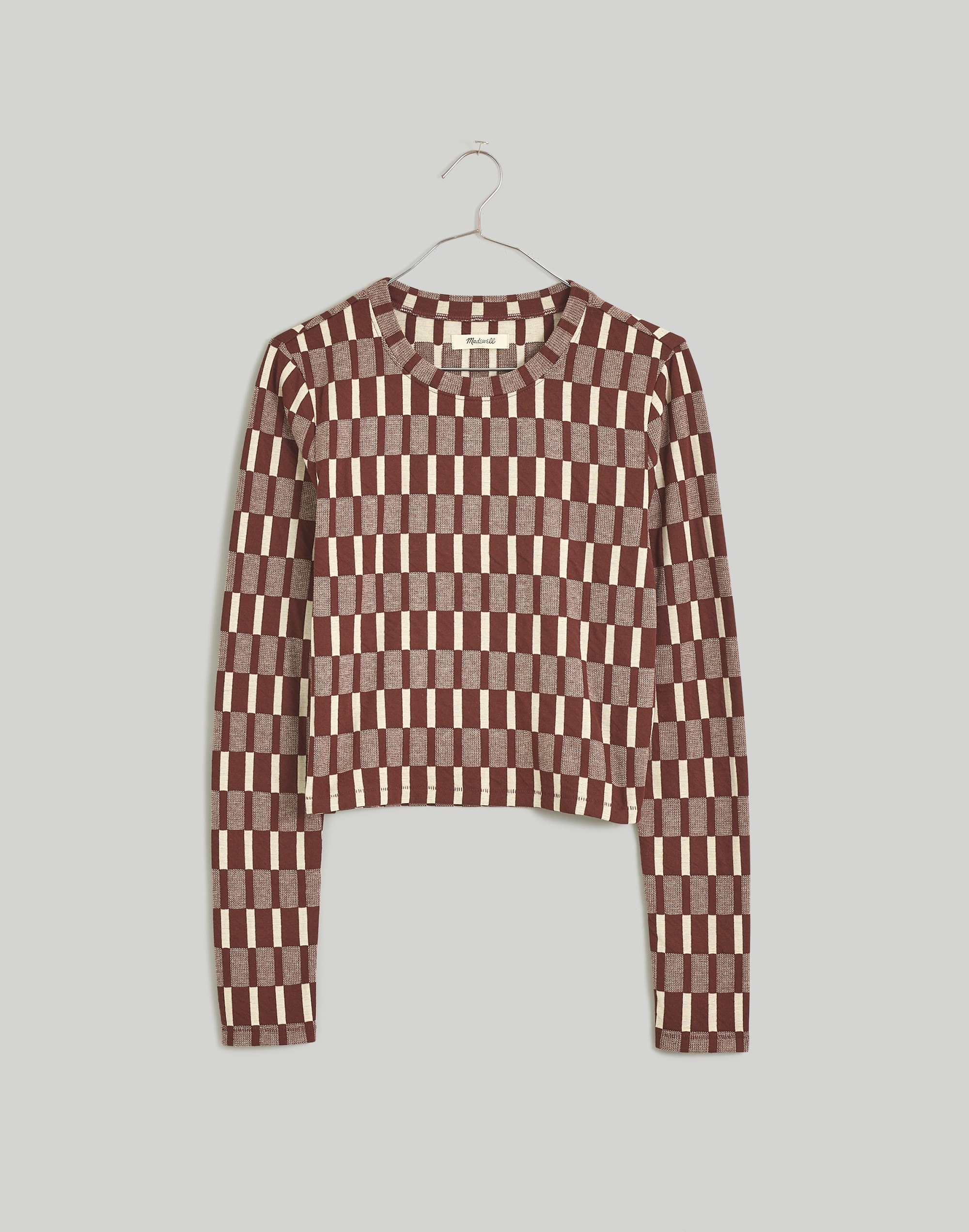 Fine Ribbed Supercrop Crewneck Long-Sleeve Tee