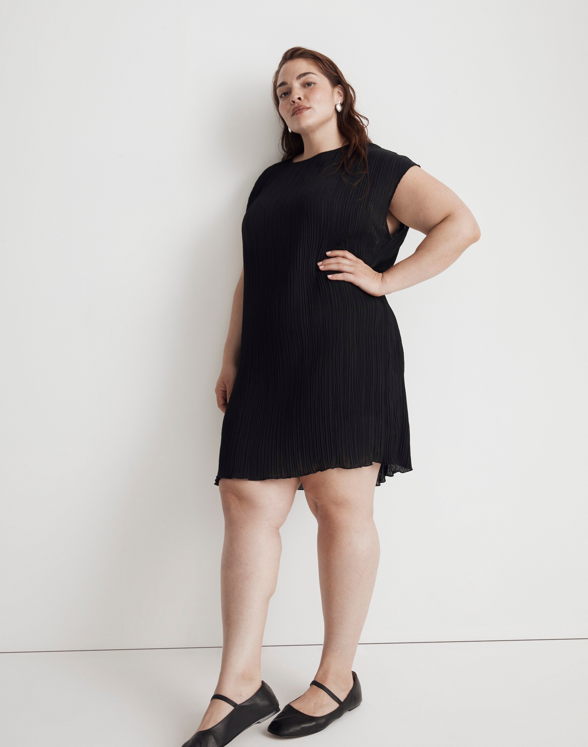Plus Pliss&eacute; Mini Tee Dress