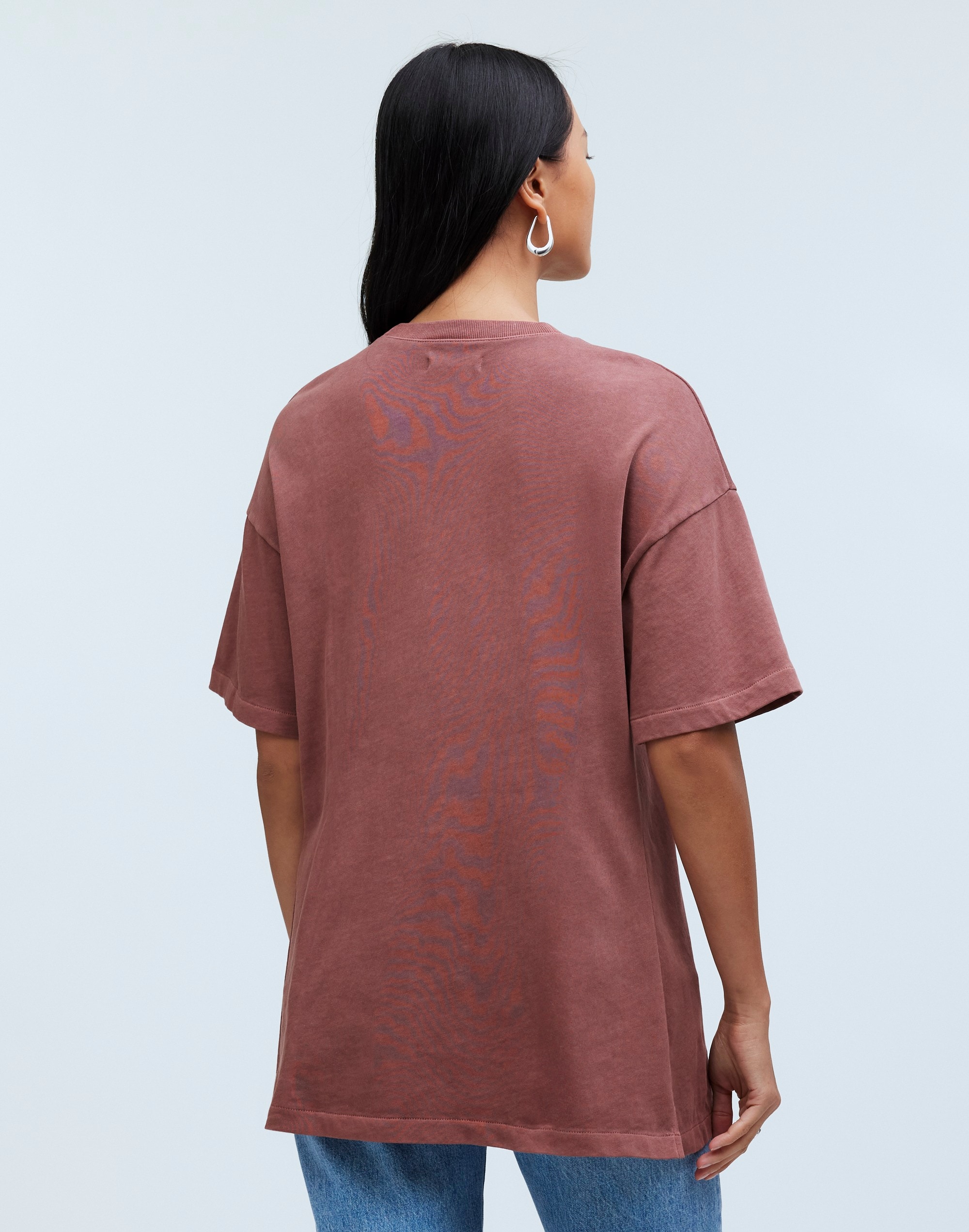 Garment-Dyed Oversized Pocket Tee in old mahogany image 4