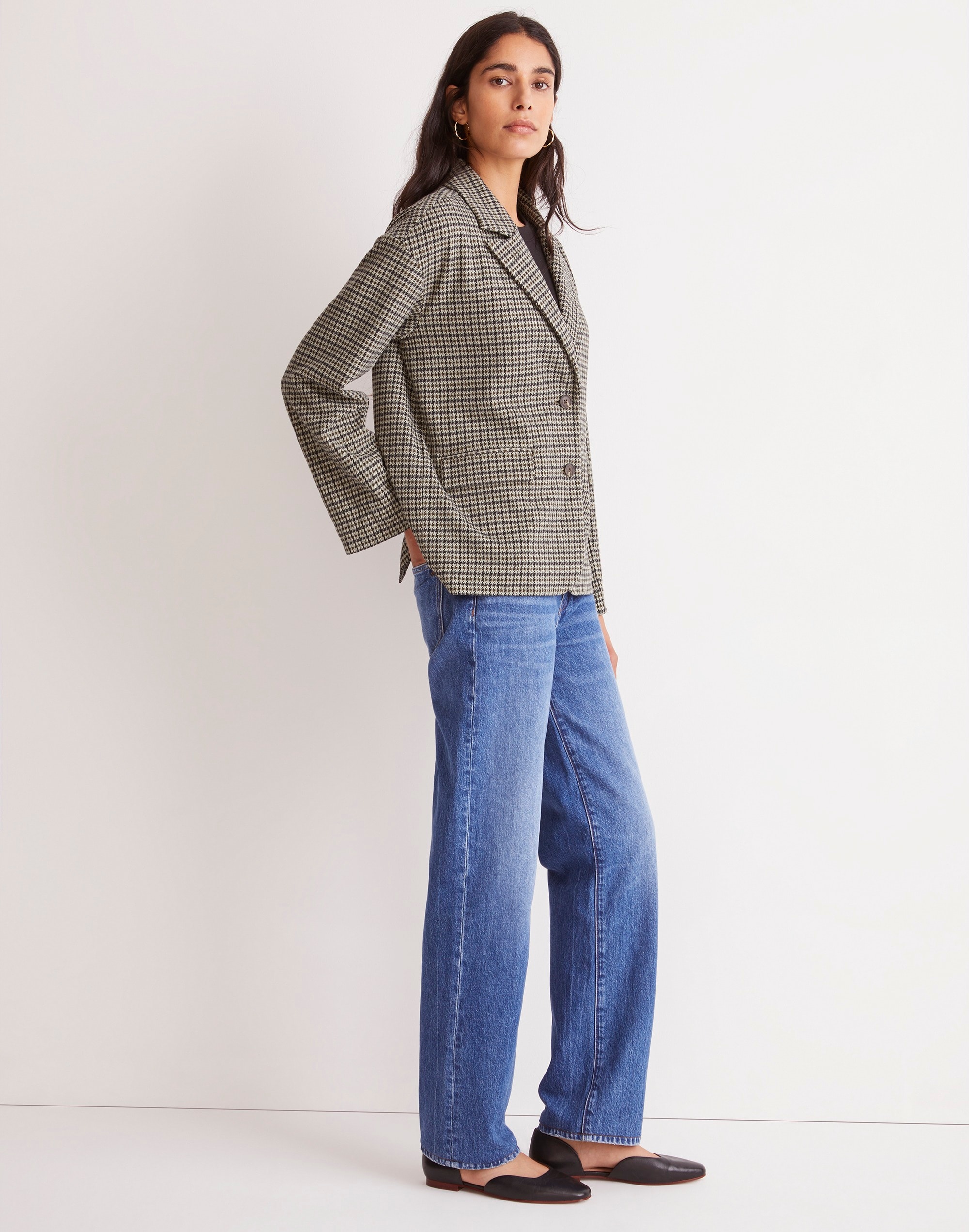 Oversized Knit Blazer in Houndstooth