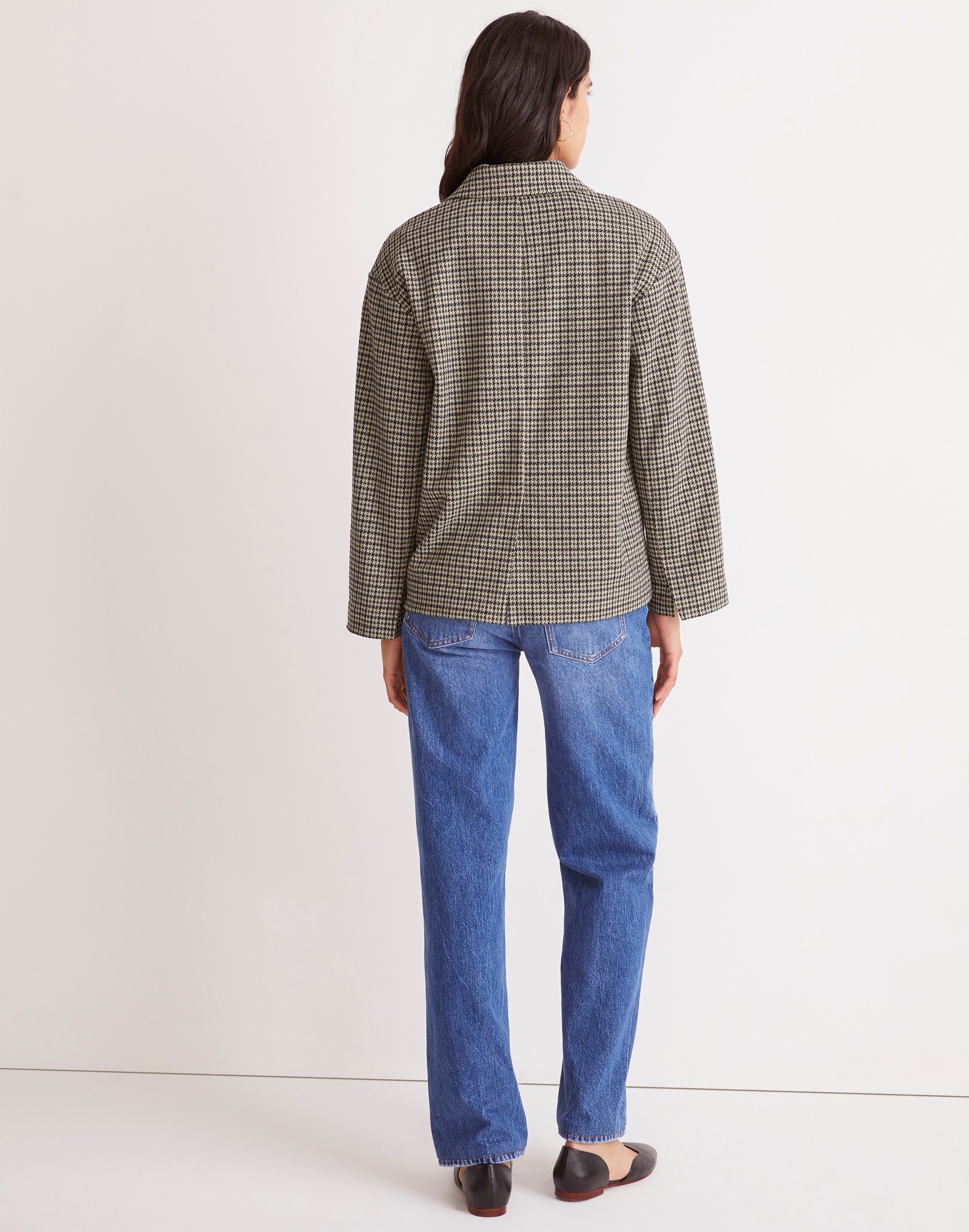 Oversized Knit Blazer in Houndstooth