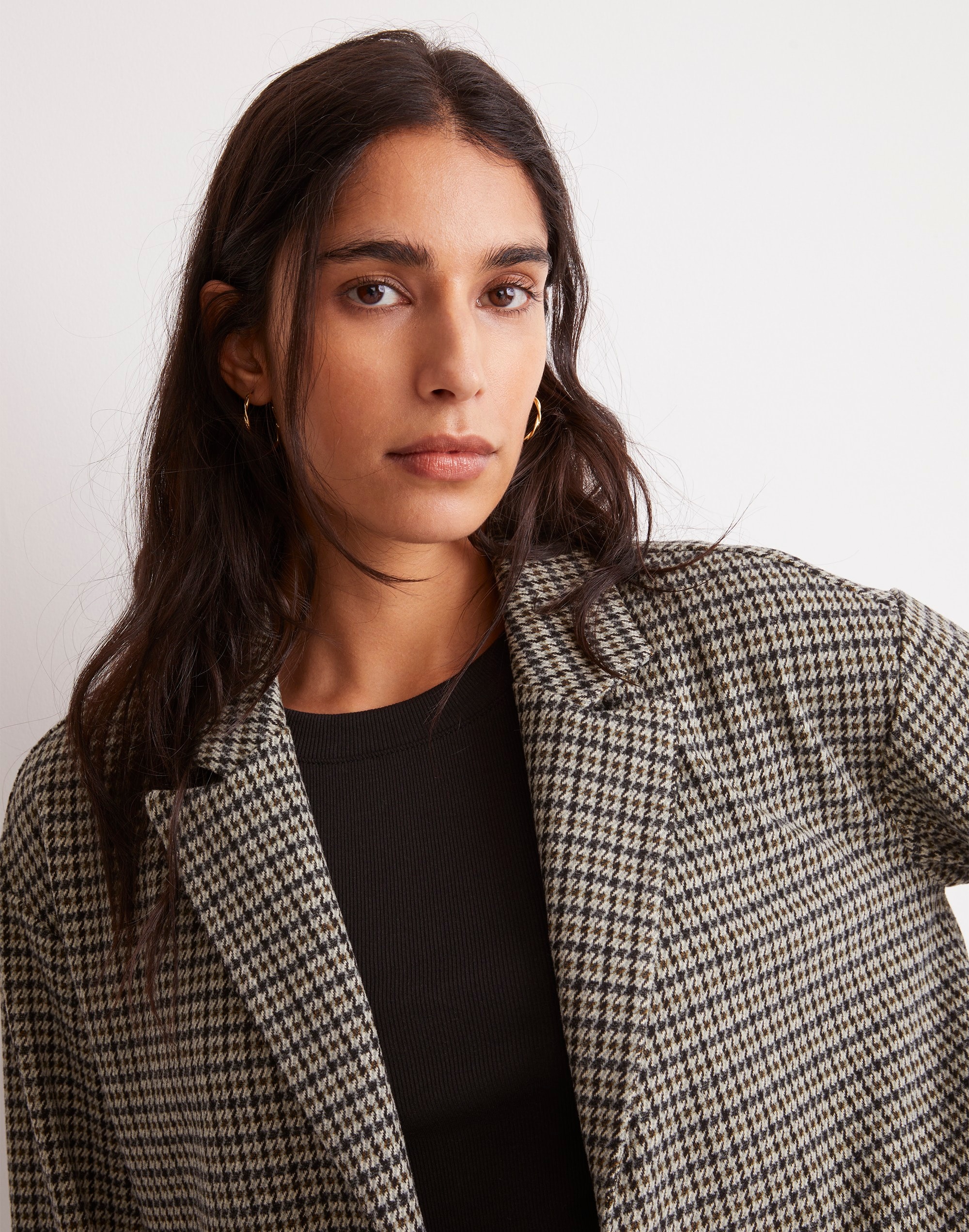 Oversized Knit Blazer in Houndstooth